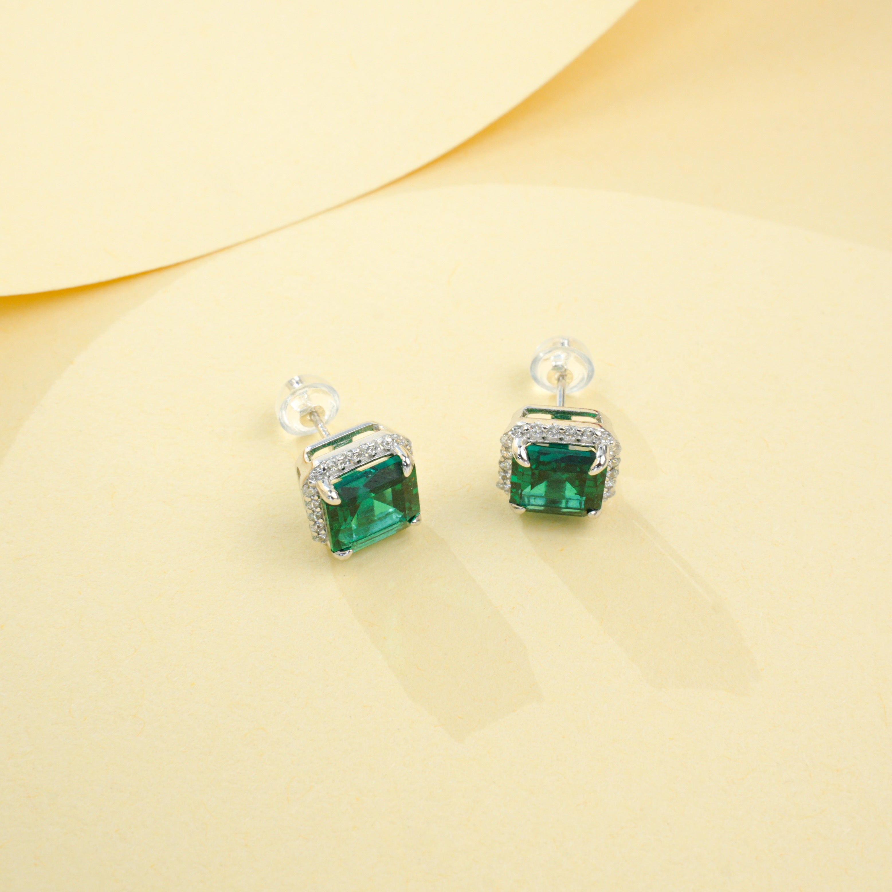 Cultivated Emerald - Luxurious Sugar Cube Earrings