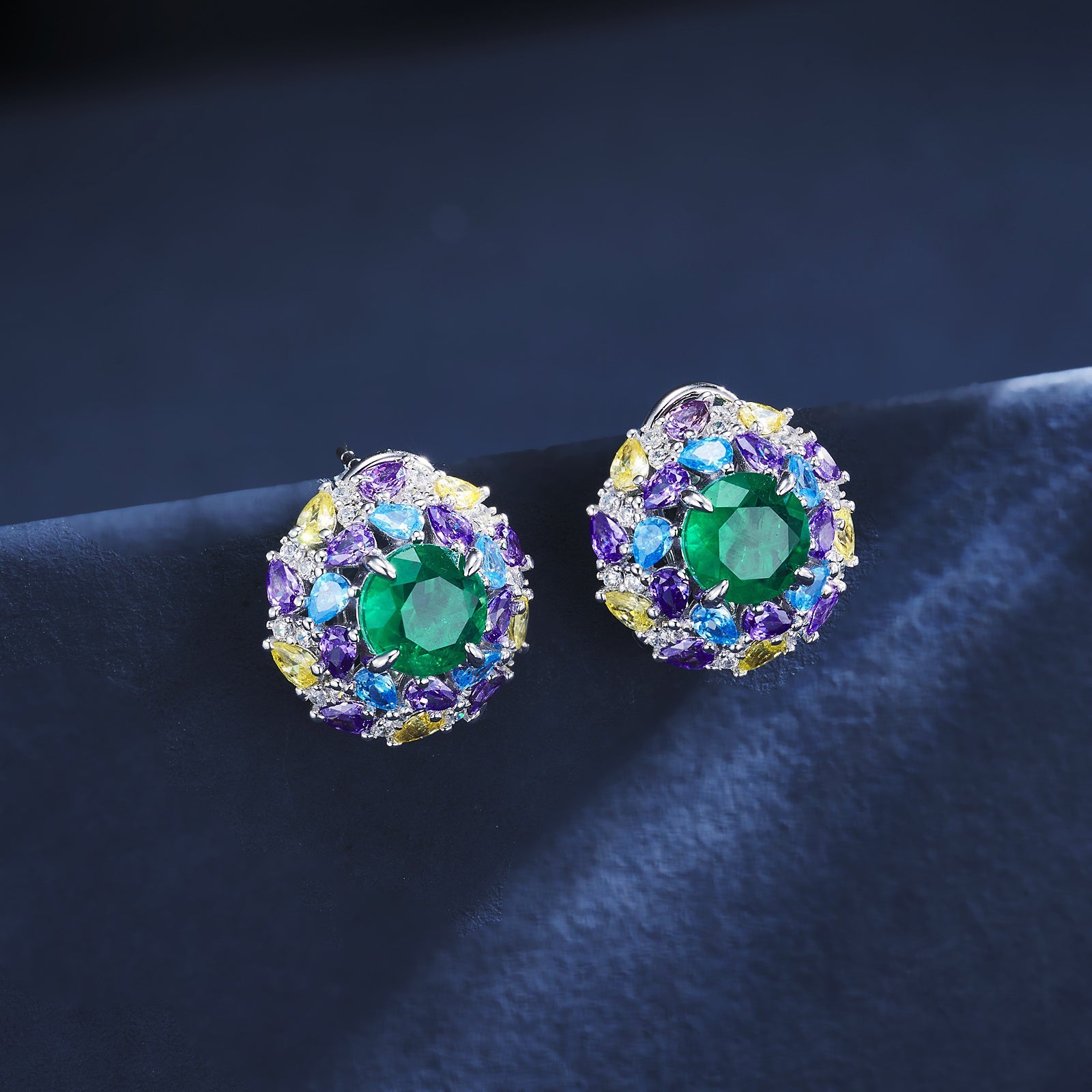 Cultured Ruby - Dazzling Floral Earrings