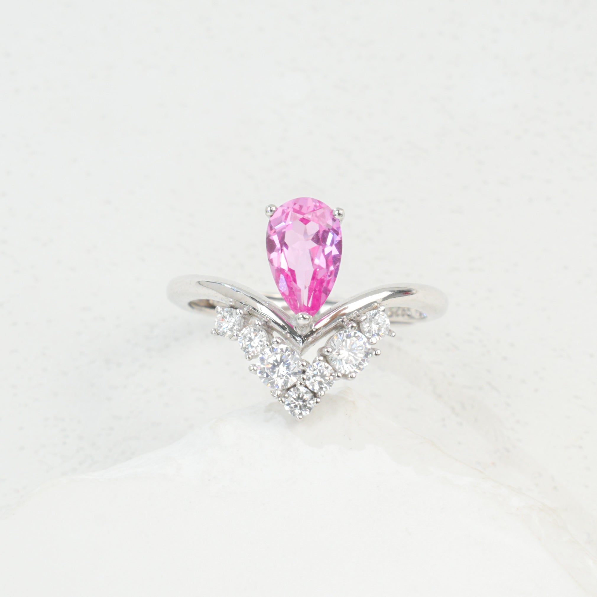 Nurturing Padparadscha - Tender Heart Teardrop Ring