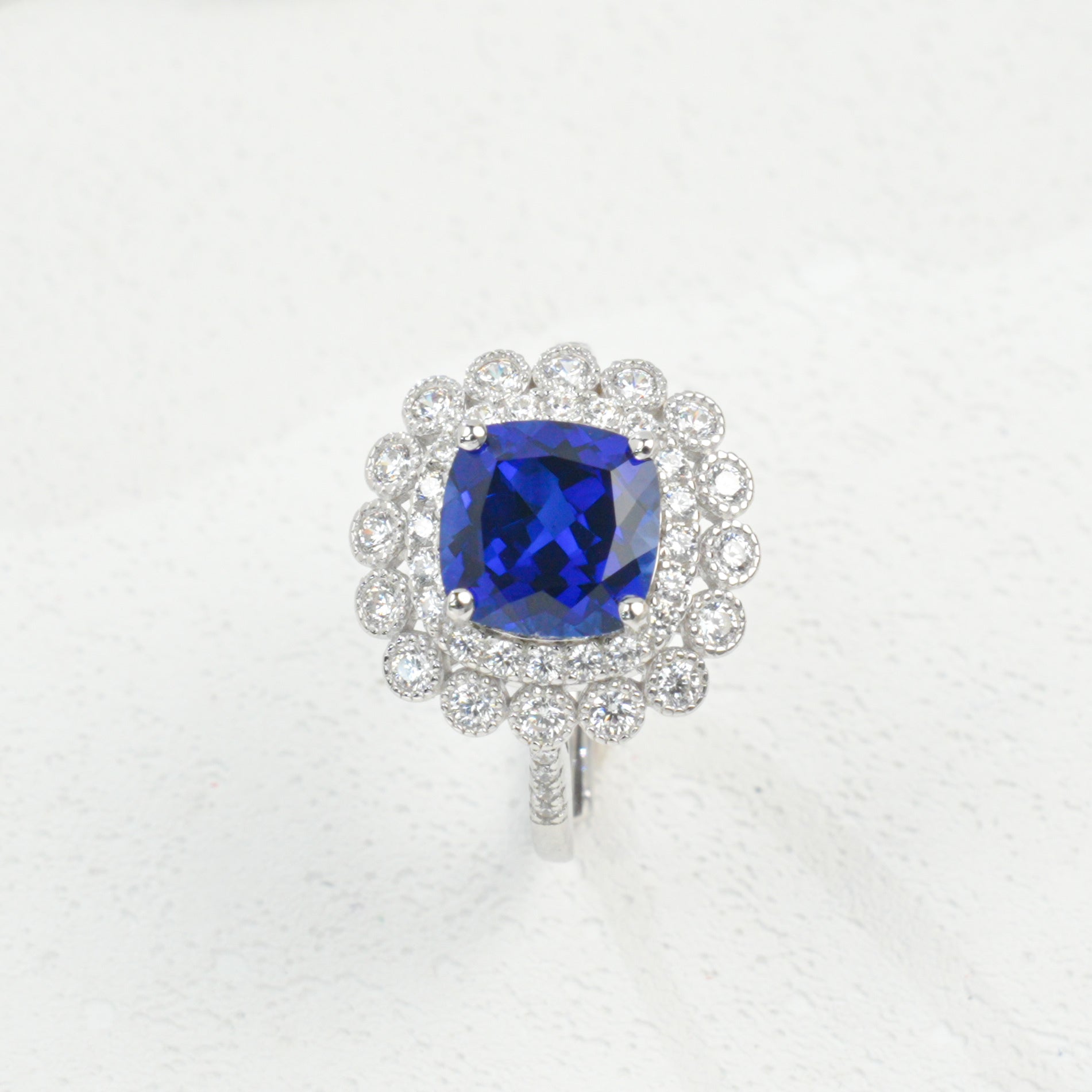 Cultured Sapphire - Dazzling Floral Cluster Ring