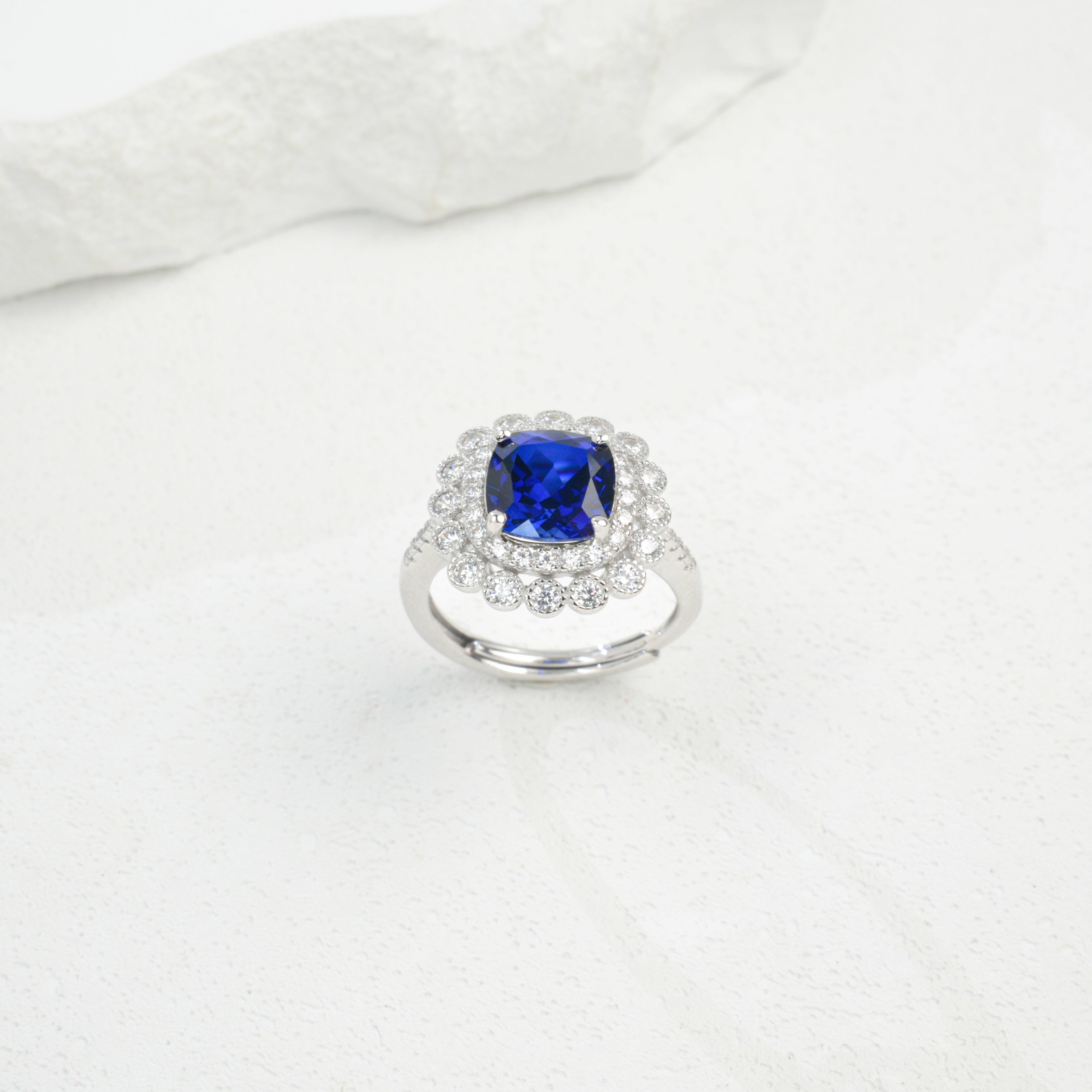 Cultured Sapphire - Dazzling Floral Cluster Ring