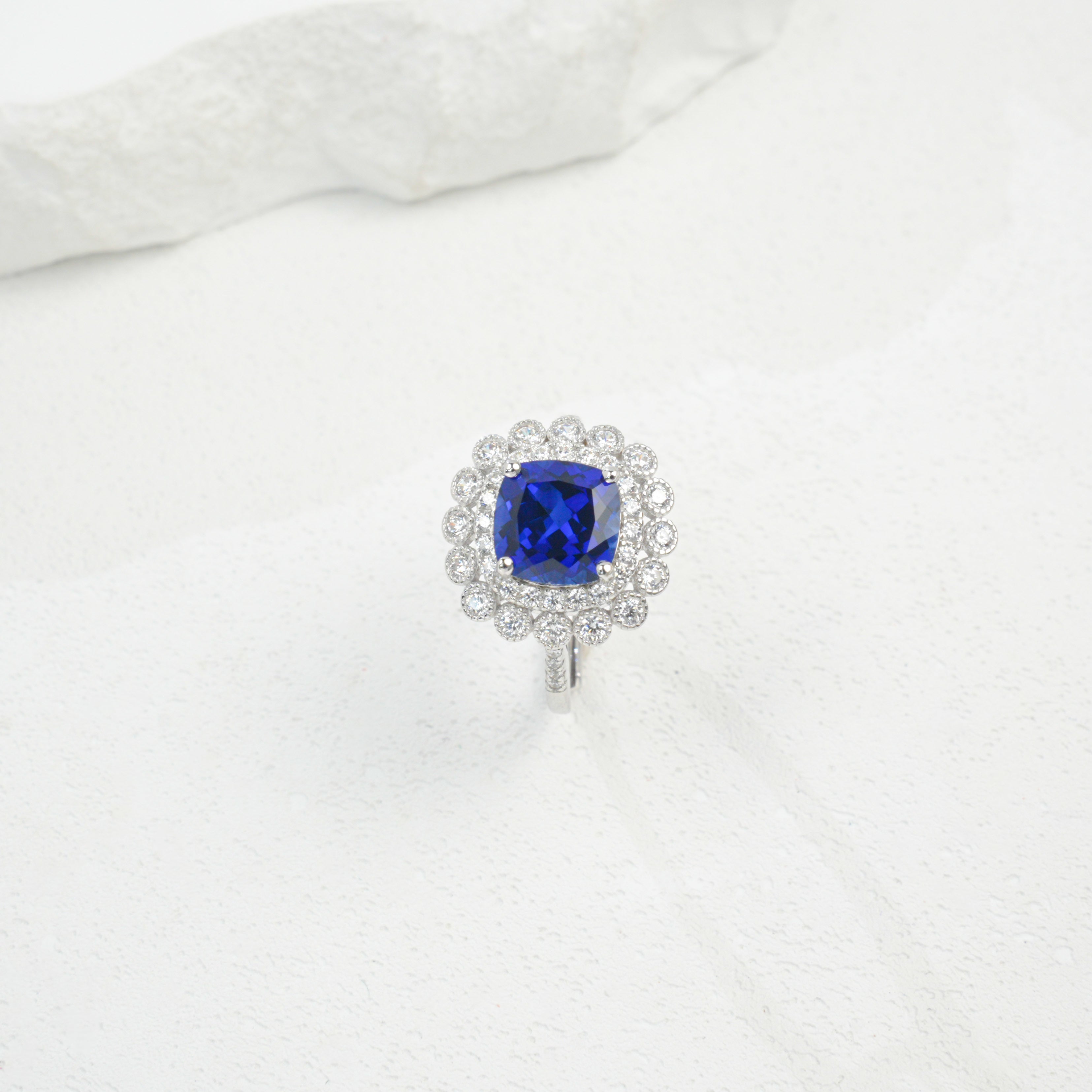 Cultured Sapphire - Dazzling Floral Cluster Ring