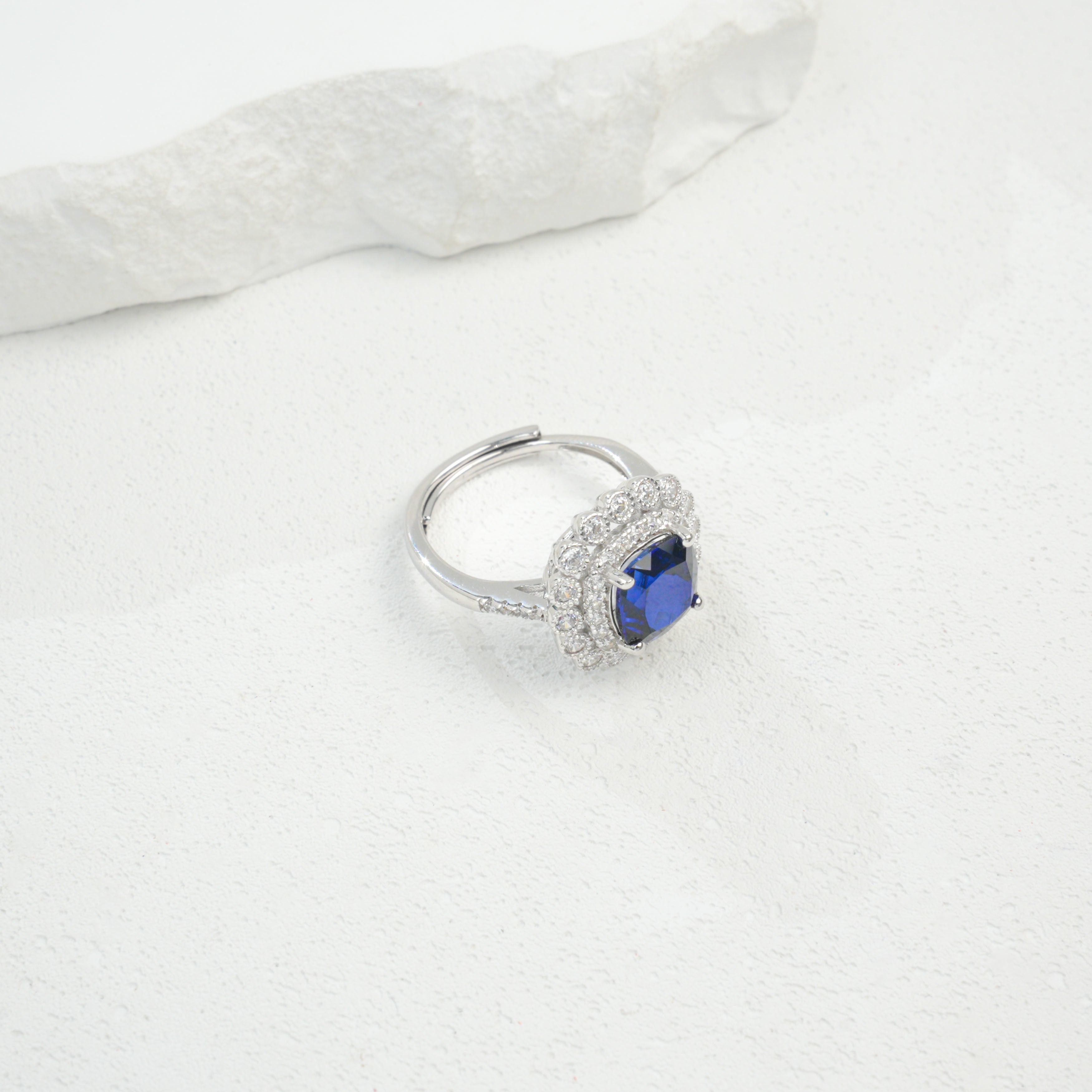 Cultured Sapphire - Dazzling Floral Cluster Ring
