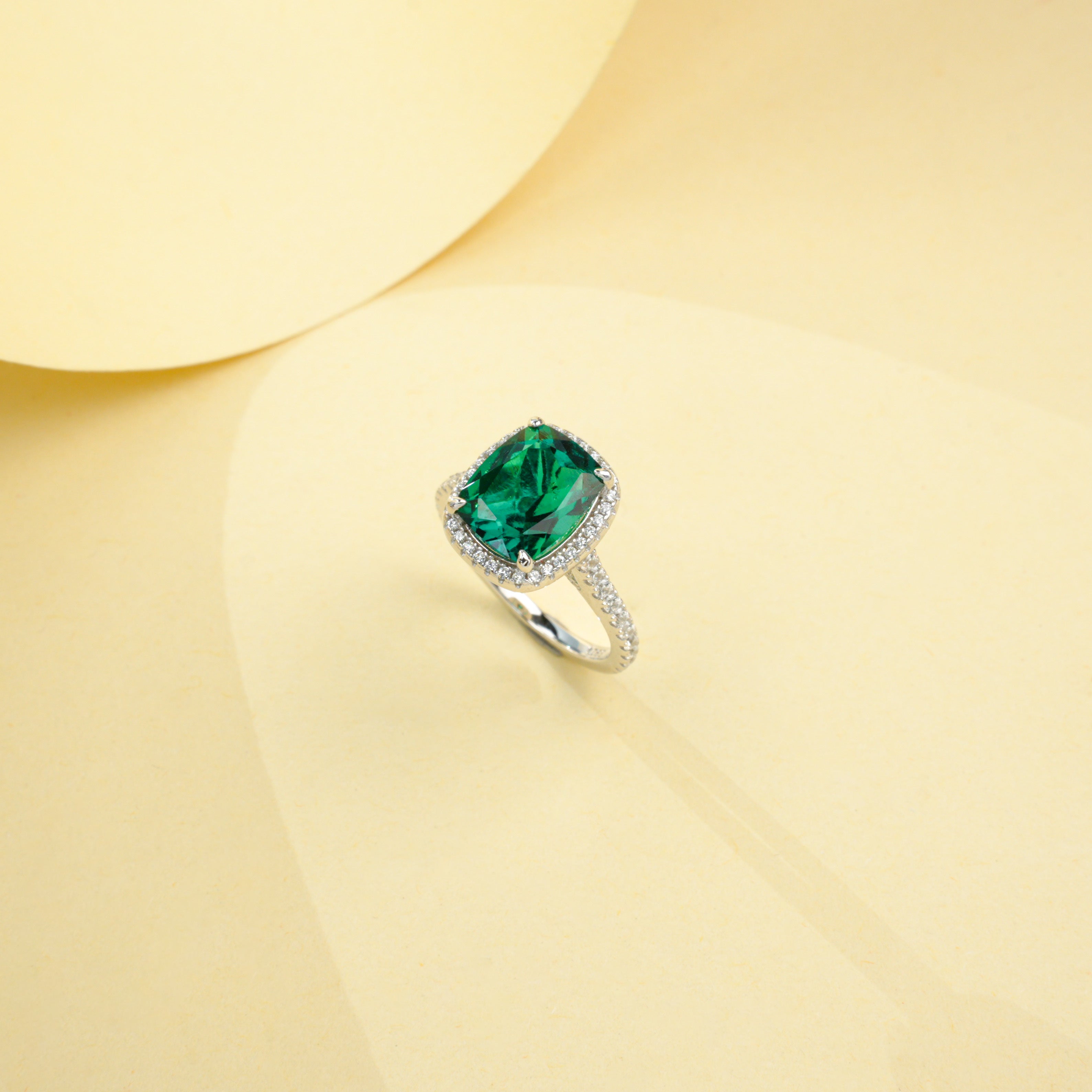 Lab-Grown Emerald - Brilliant Cushion-Cut Ring