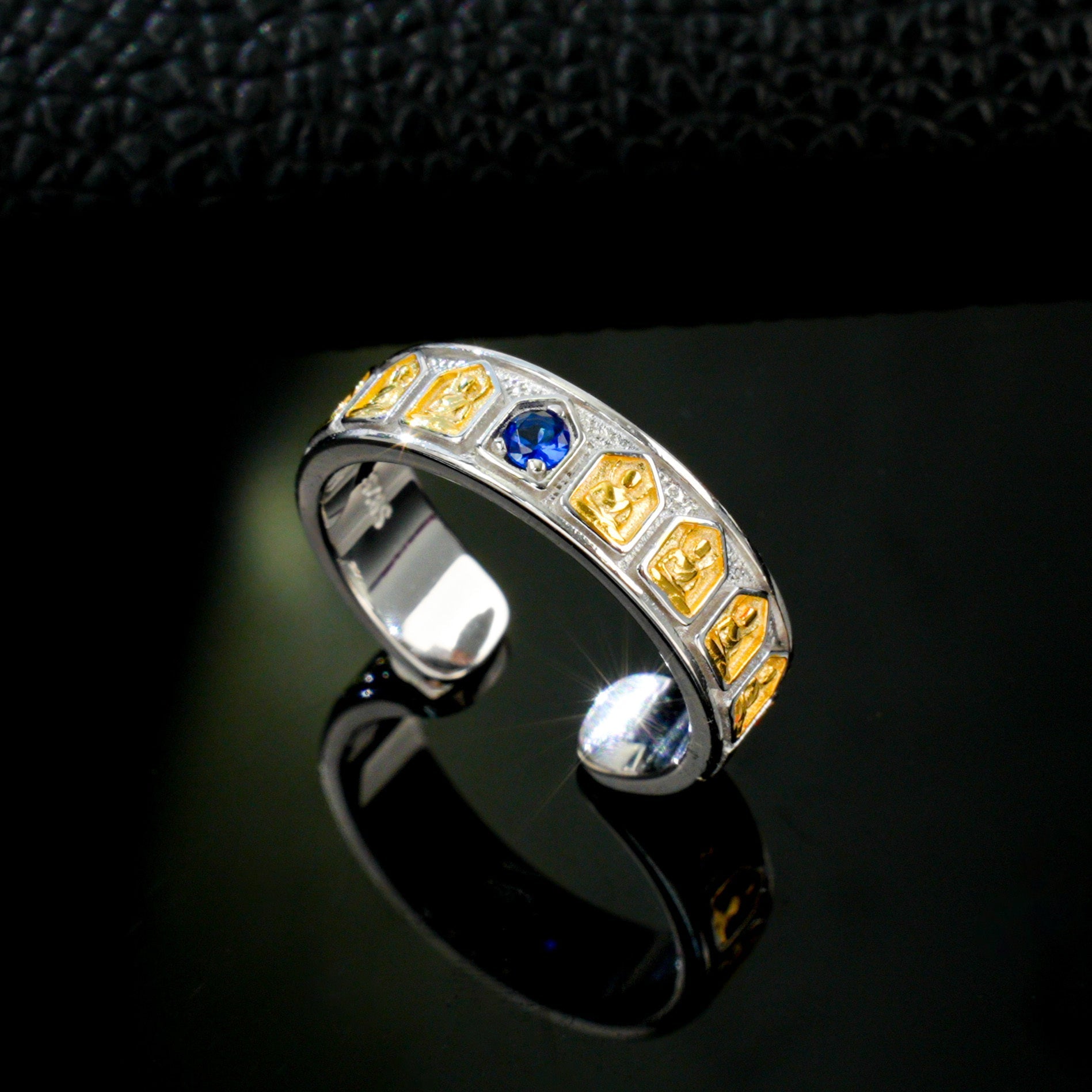 Lab-Grown Ruby - Filigree Diamond-Inlaid Colored Gold Ring