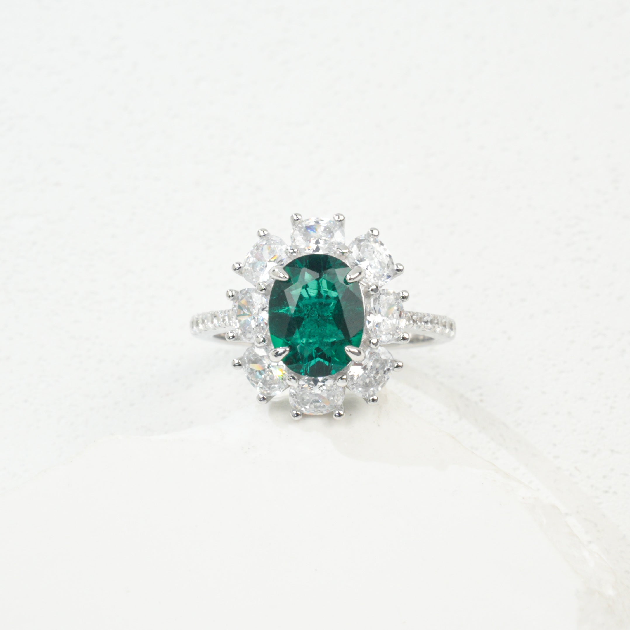 Lab-Grown Emerald - Star Cluster Verdant Glow Ring