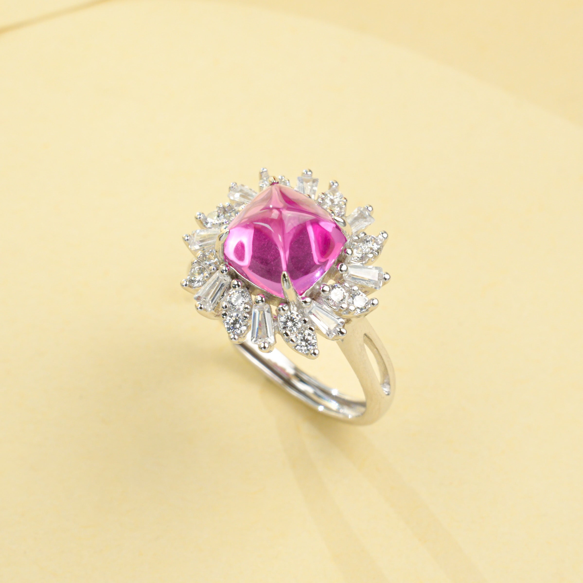 Lab-Grown Sapphire - Starburst Princess-Cut Diamond Ring