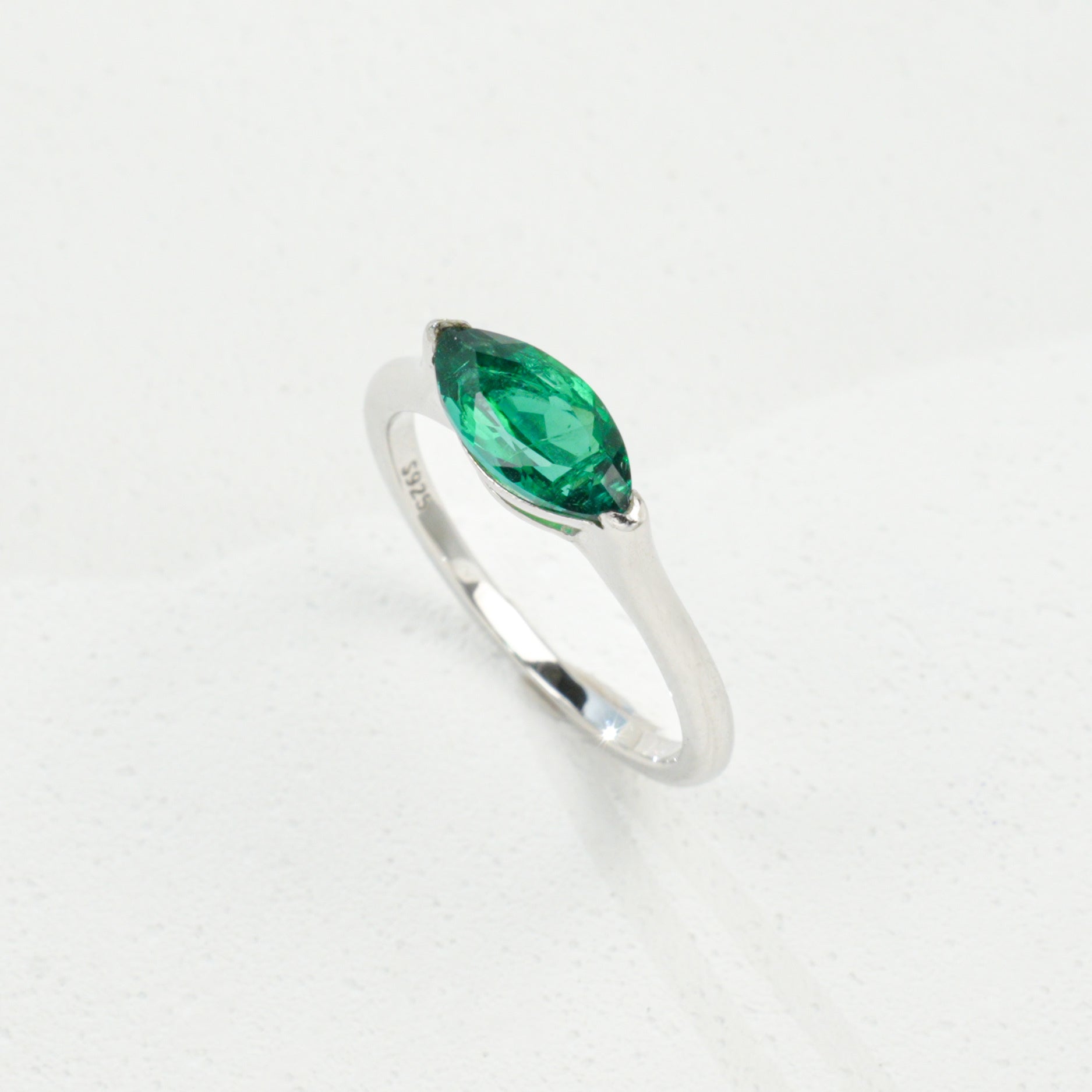 Lab-Grown Emerald - Luminous Olive-Cut Ring