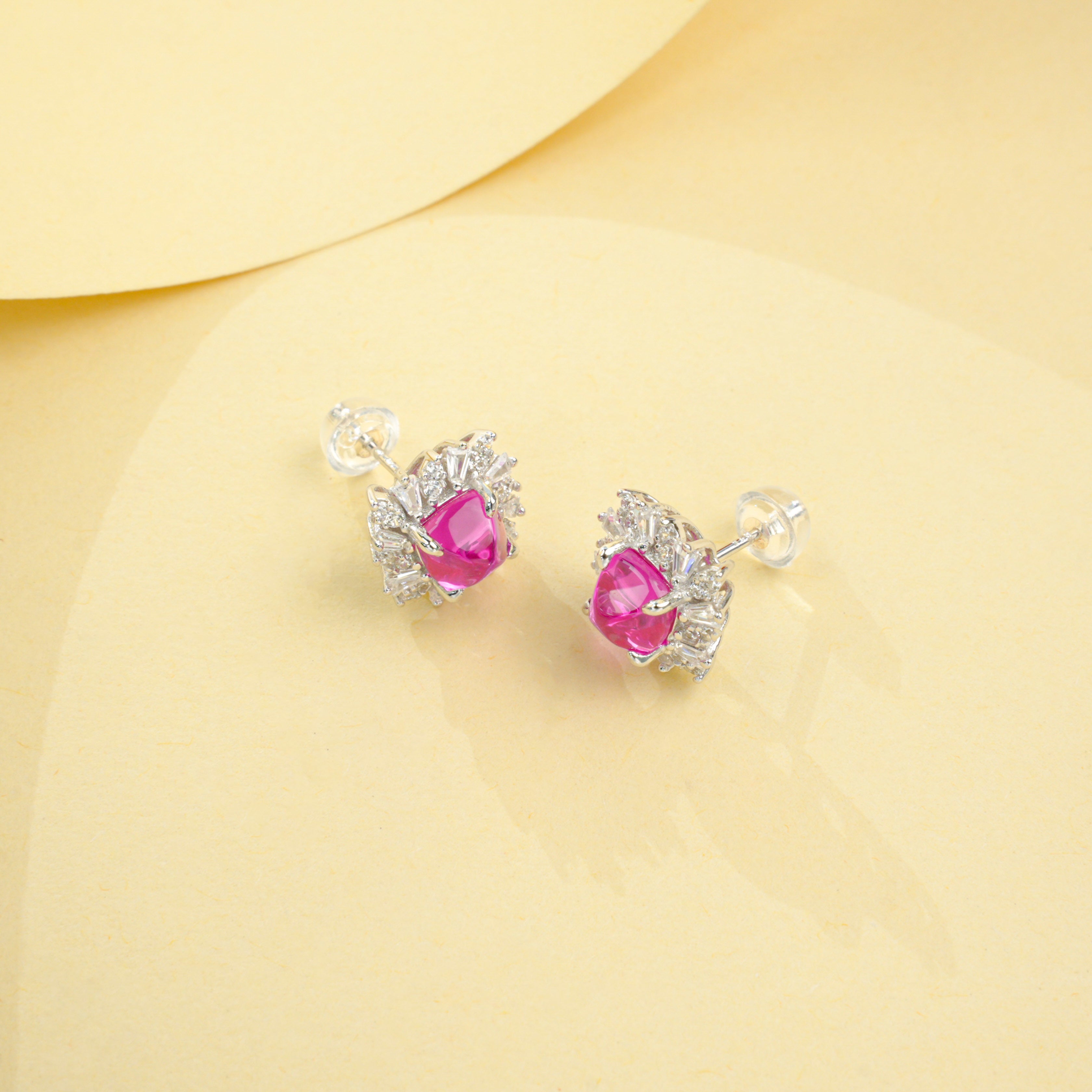 Lab-Grown Sapphire - Square Blue Starburst Diamond-Cluster Earrings