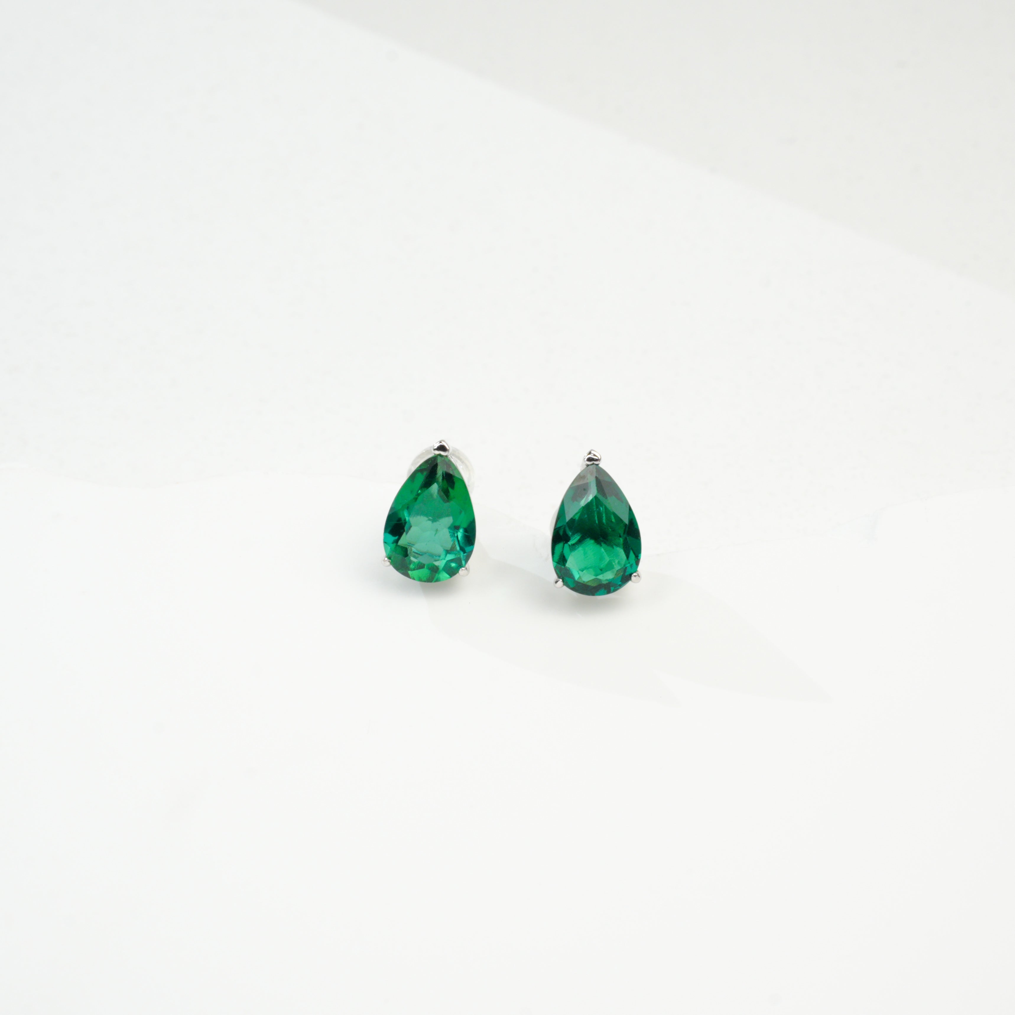 Lab-Grown Emerald - Teardrop Deep Verdant Minimalist Earrings