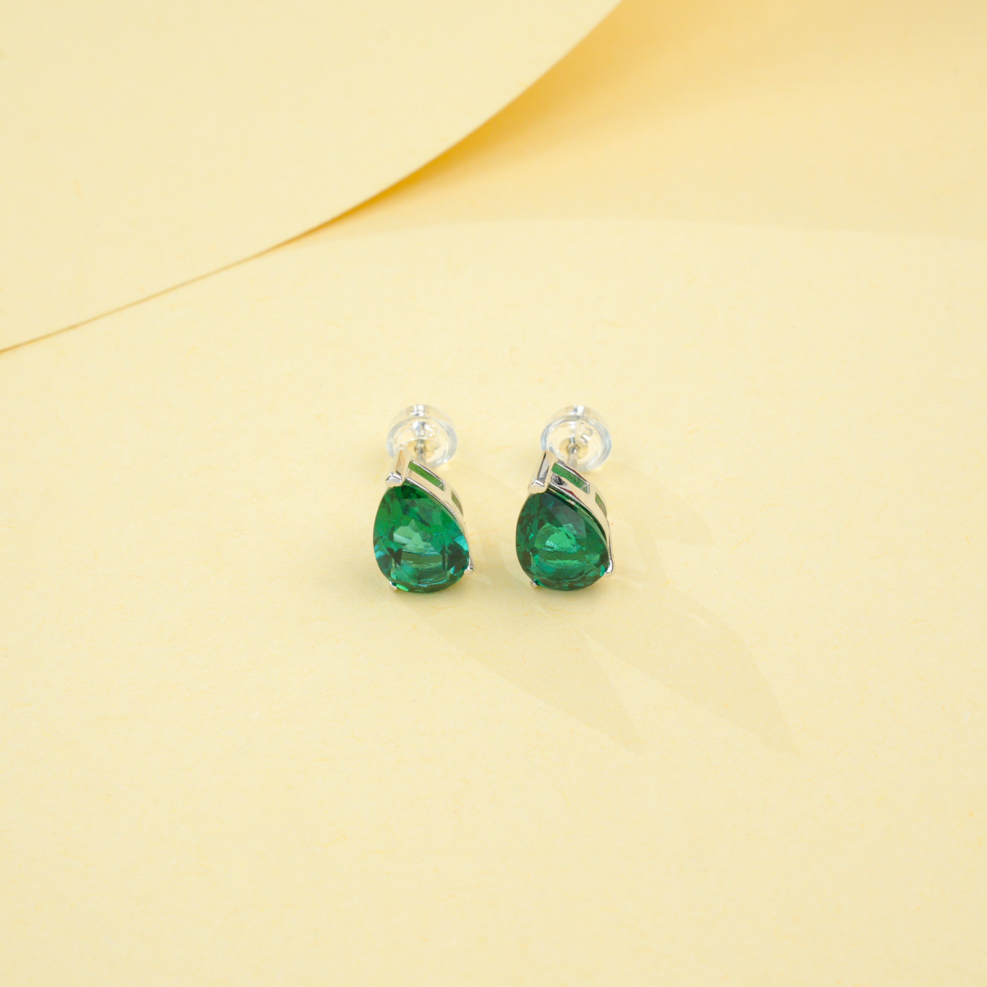 Lab-Grown Emerald - Teardrop Deep Verdant Minimalist Earrings