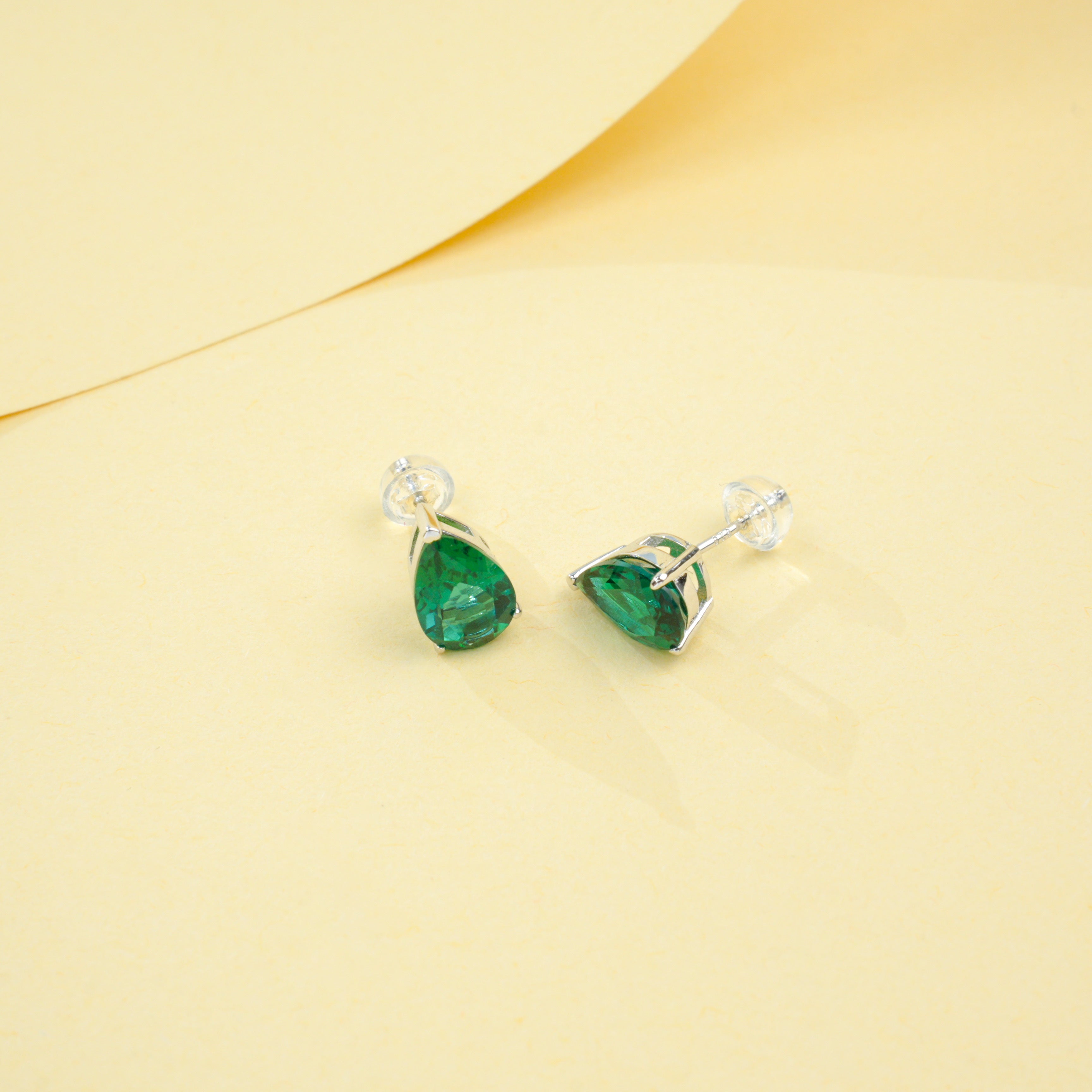 Lab-Grown Emerald - Teardrop Deep Verdant Minimalist Earrings