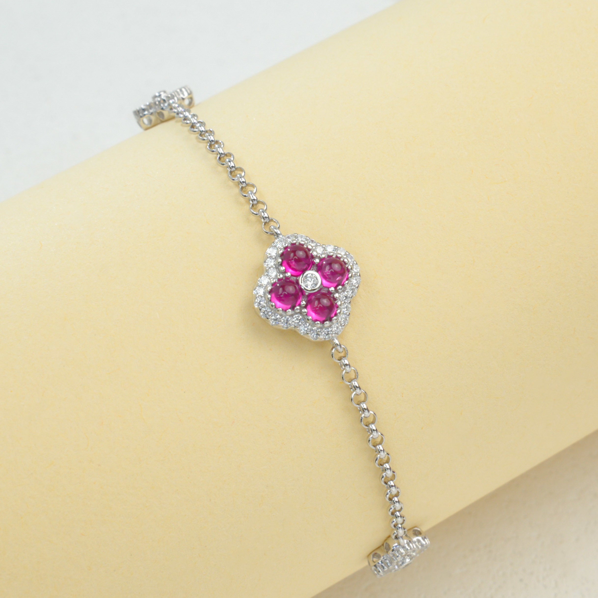 Lab-Grown Emerald - Emerald Heart Four-Leaf Lucky Charm Bracelet