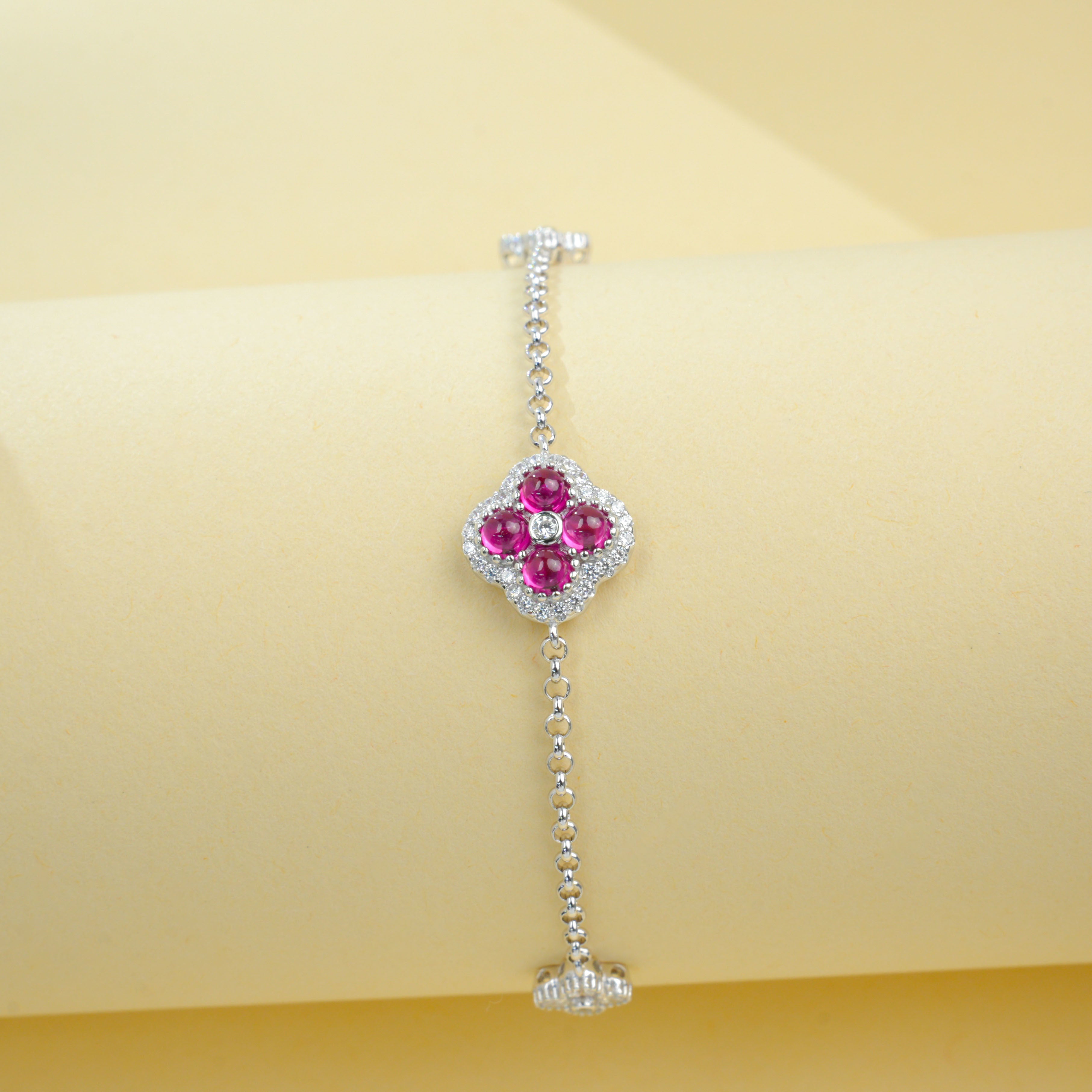 Lab-Grown Emerald - Emerald Heart Four-Leaf Lucky Charm Bracelet