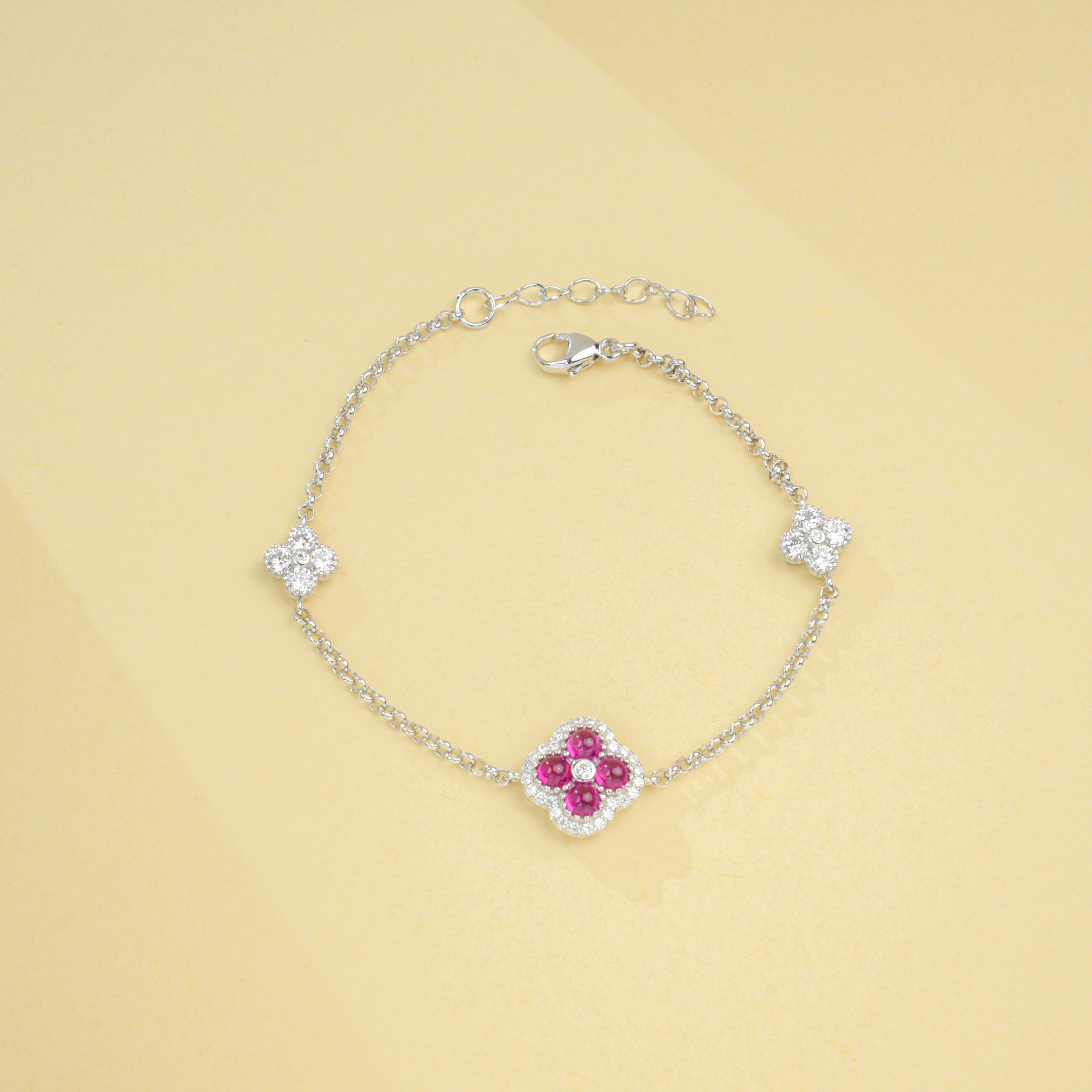 Lab-Grown Emerald - Emerald Heart Four-Leaf Lucky Charm Bracelet