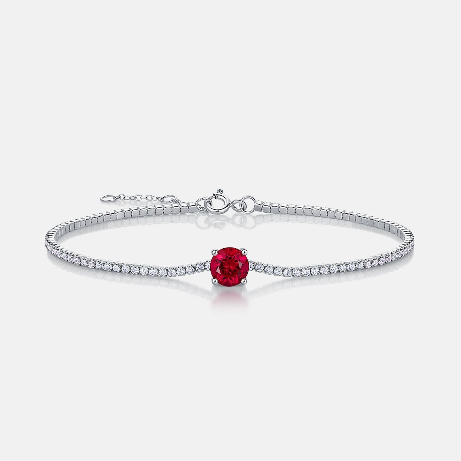 Lab-Grown Emerald - Round Emerald Diamond Chain Simple Bracelet