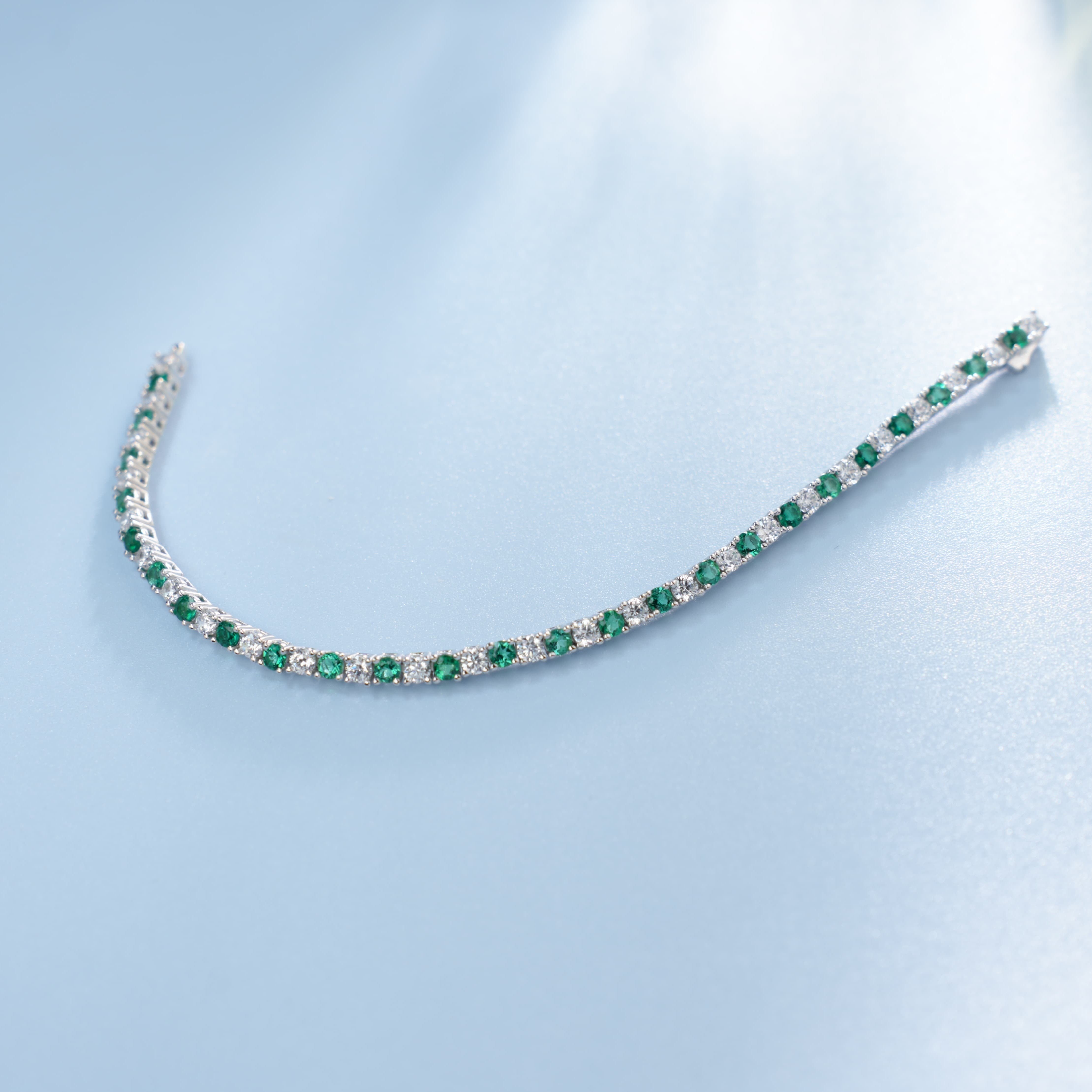 Lab-Grown Emerald - Emerald Diamond Fully Pavé Circle-Wrist Bracelet