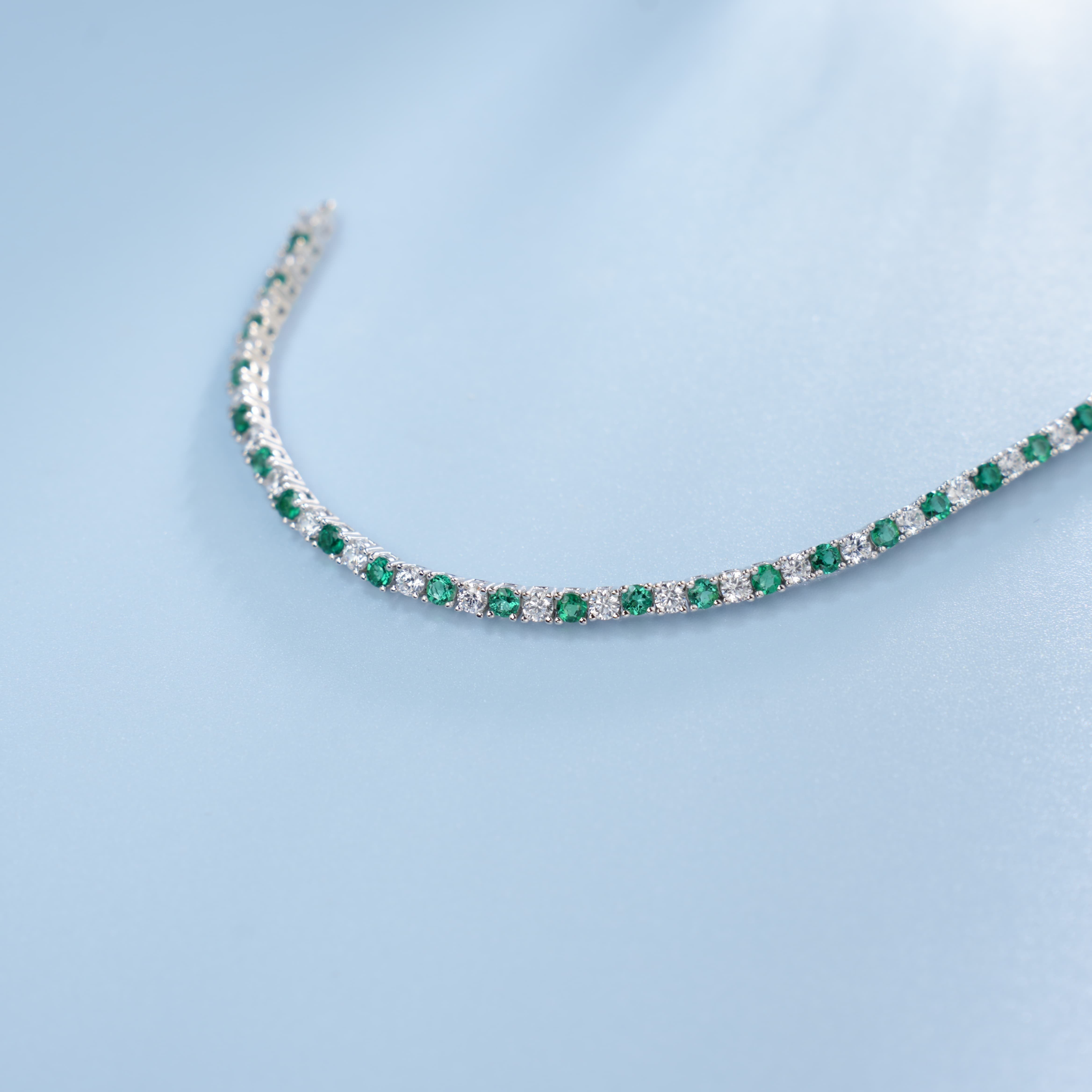 Lab-Grown Emerald - Emerald Diamond Fully Pavé Circle-Wrist Bracelet