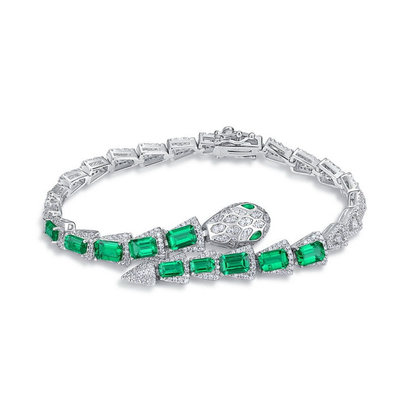 Lab-Grown Emerald - Spirit Serpent Emerald-Scale Luxury Bracelet