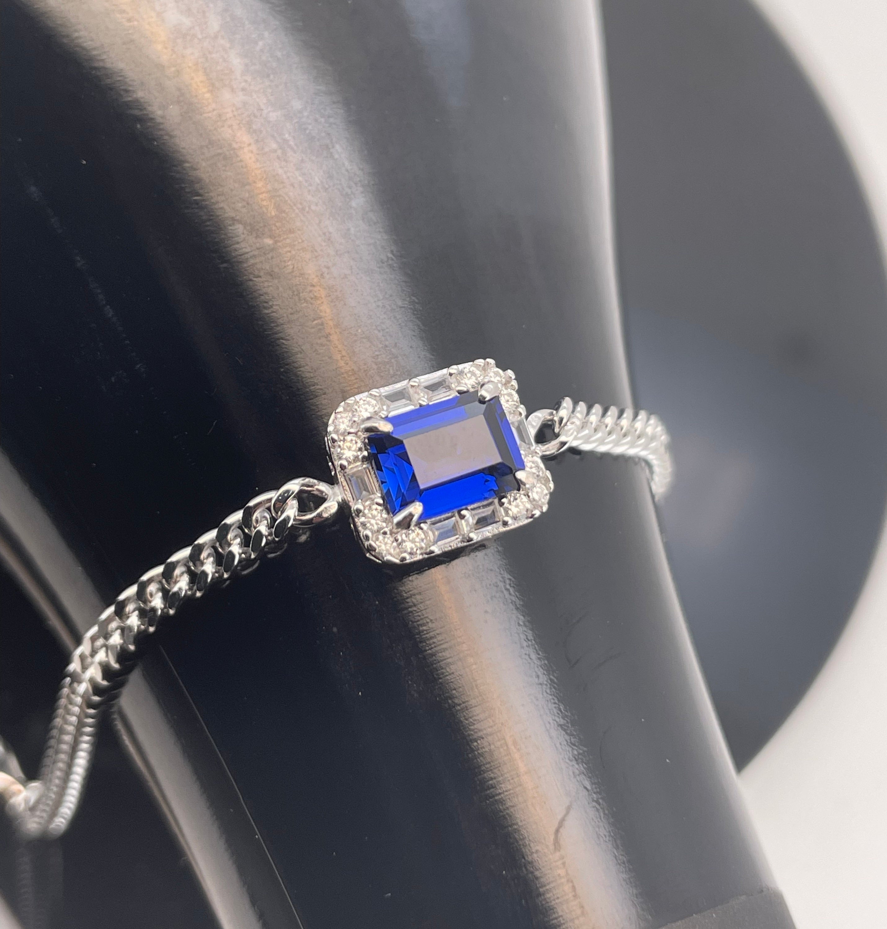 Lab-Grown Emerald - Square Emerald Diamond-Set Cuban Link Bracelet