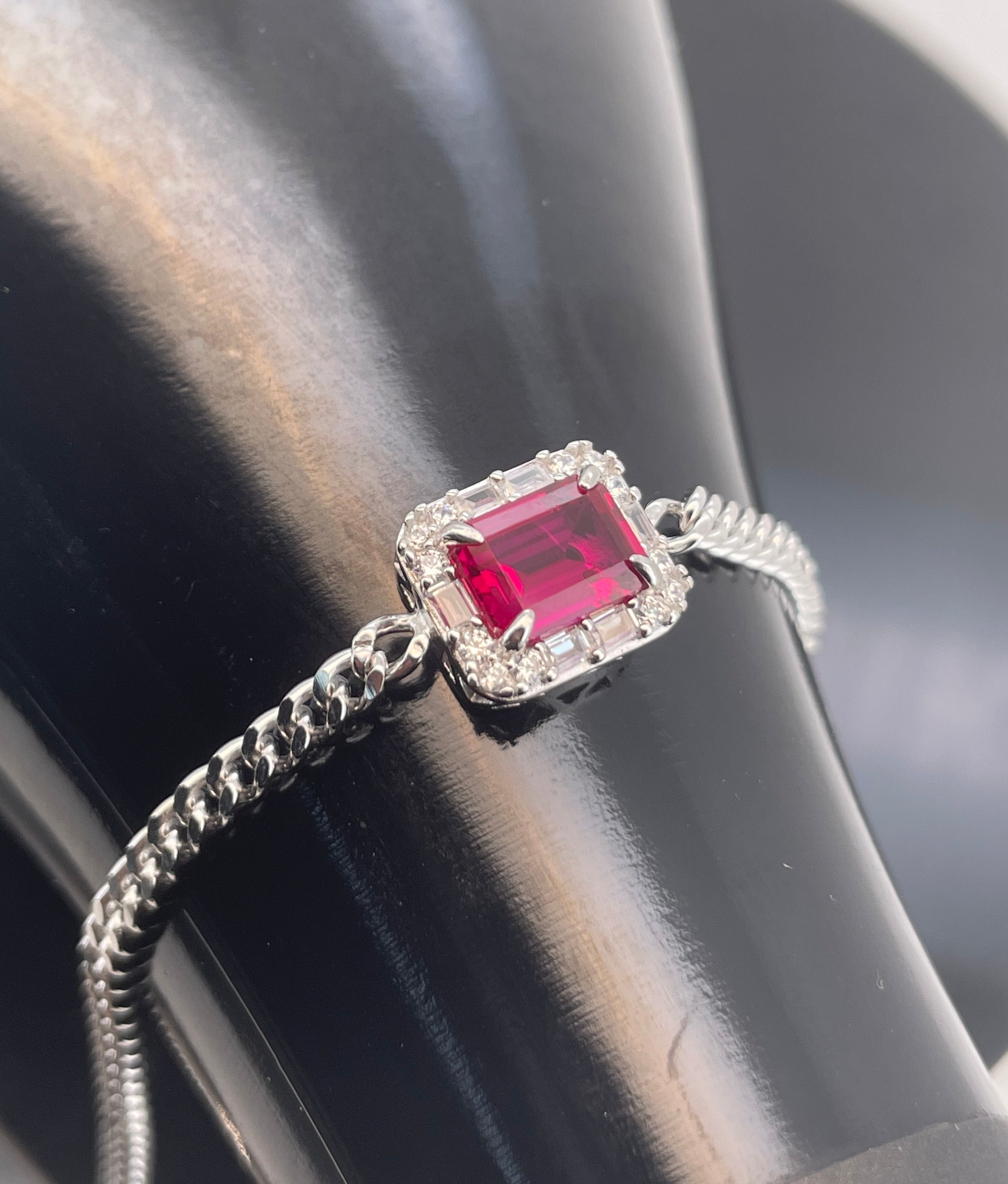 Lab-Grown Emerald - Square Emerald Diamond-Set Cuban Link Bracelet