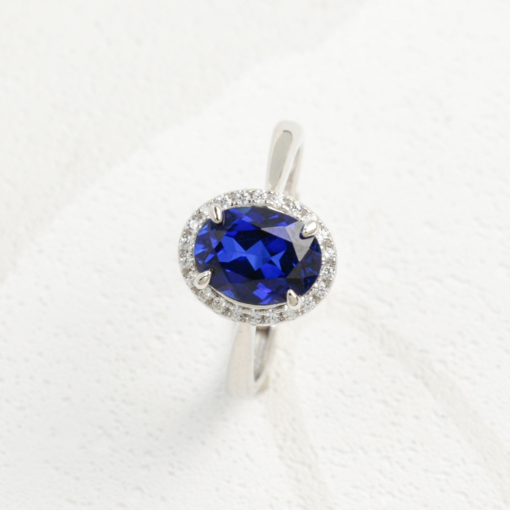 Lab-Grown Padparadscha - Pink Oval Diamond-Halo Soft Ring