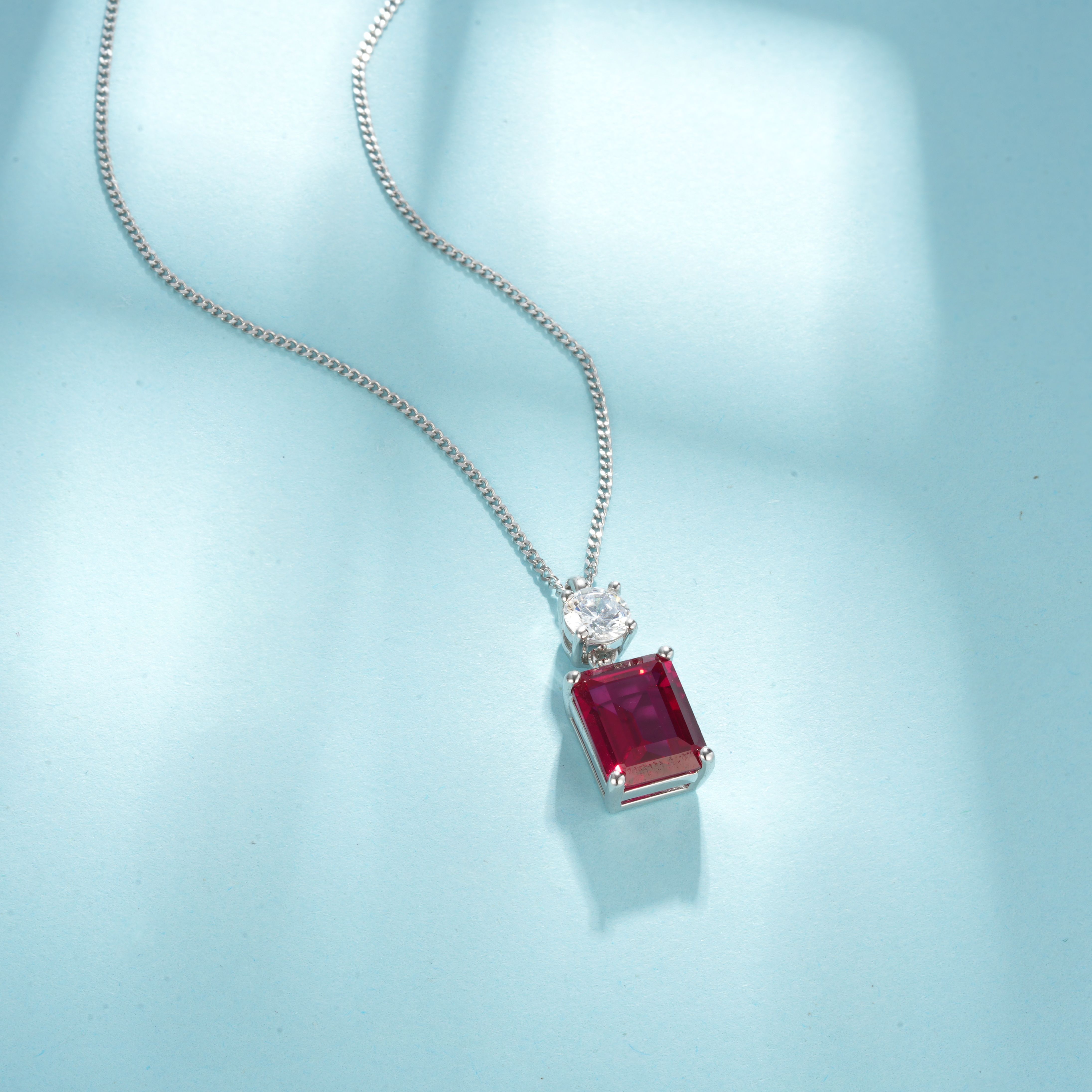 Lab-Grown Emerald - Emerald & Diamond Dual-Center Pendant