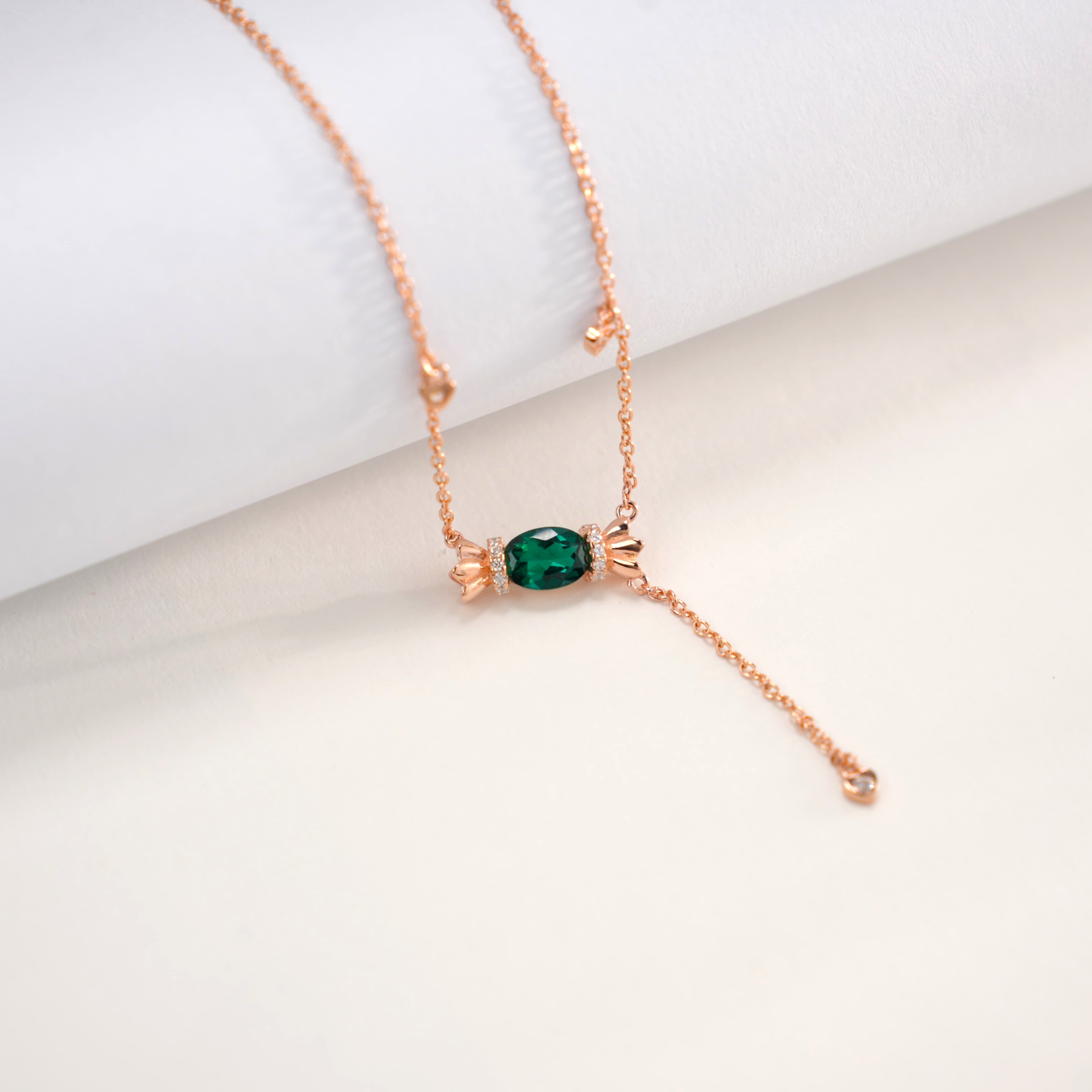 Lab-Grown Emerald - Emerald Melody Tassel Adjustable Necklace