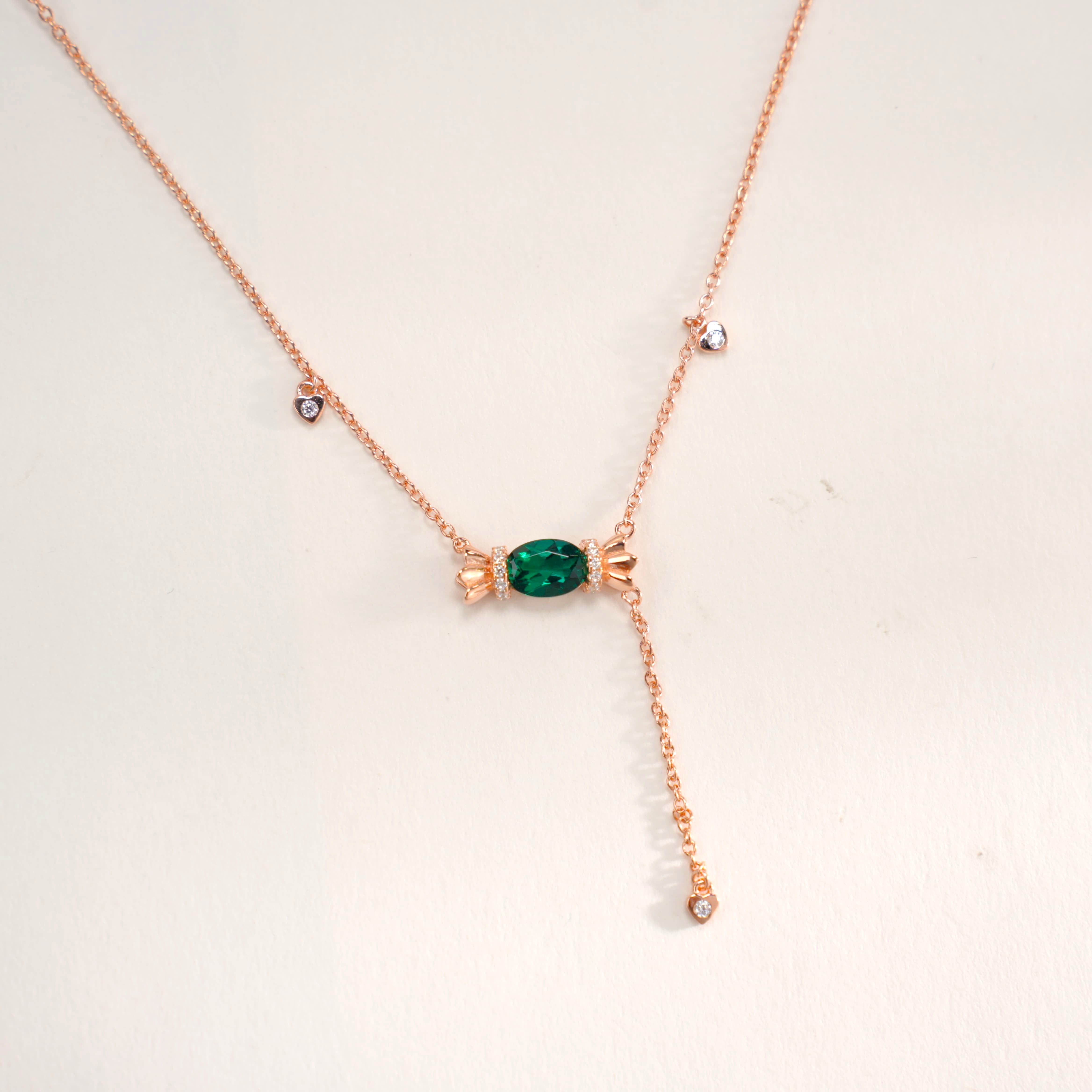 Lab-Grown Emerald - Emerald Melody Tassel Adjustable Necklace