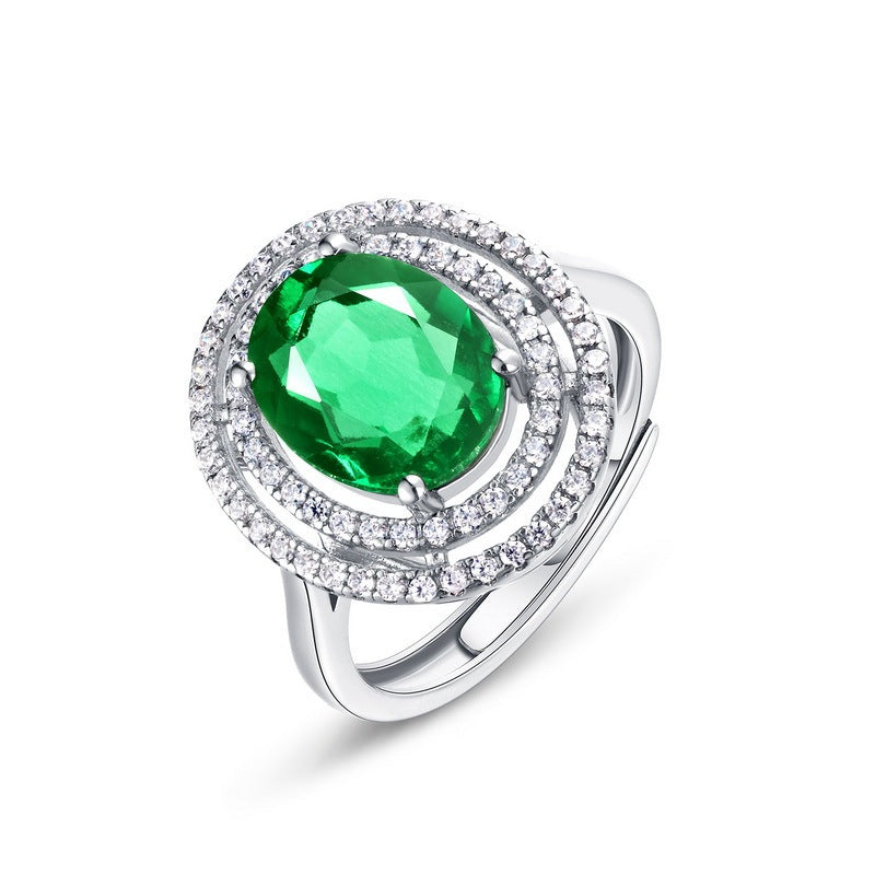 Lab-Grown Emerald - Emerald Halo Double-Halo Oval Diamond Ring