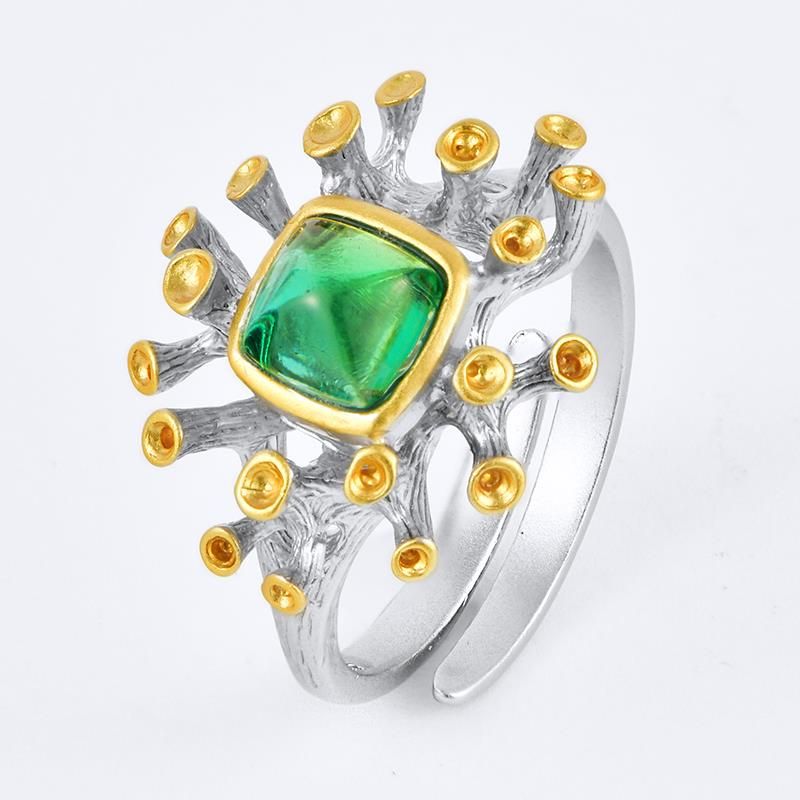 Square Lab-Grown Emerald Full-Diamond Ring - Double-Frame Luxury Jewelry