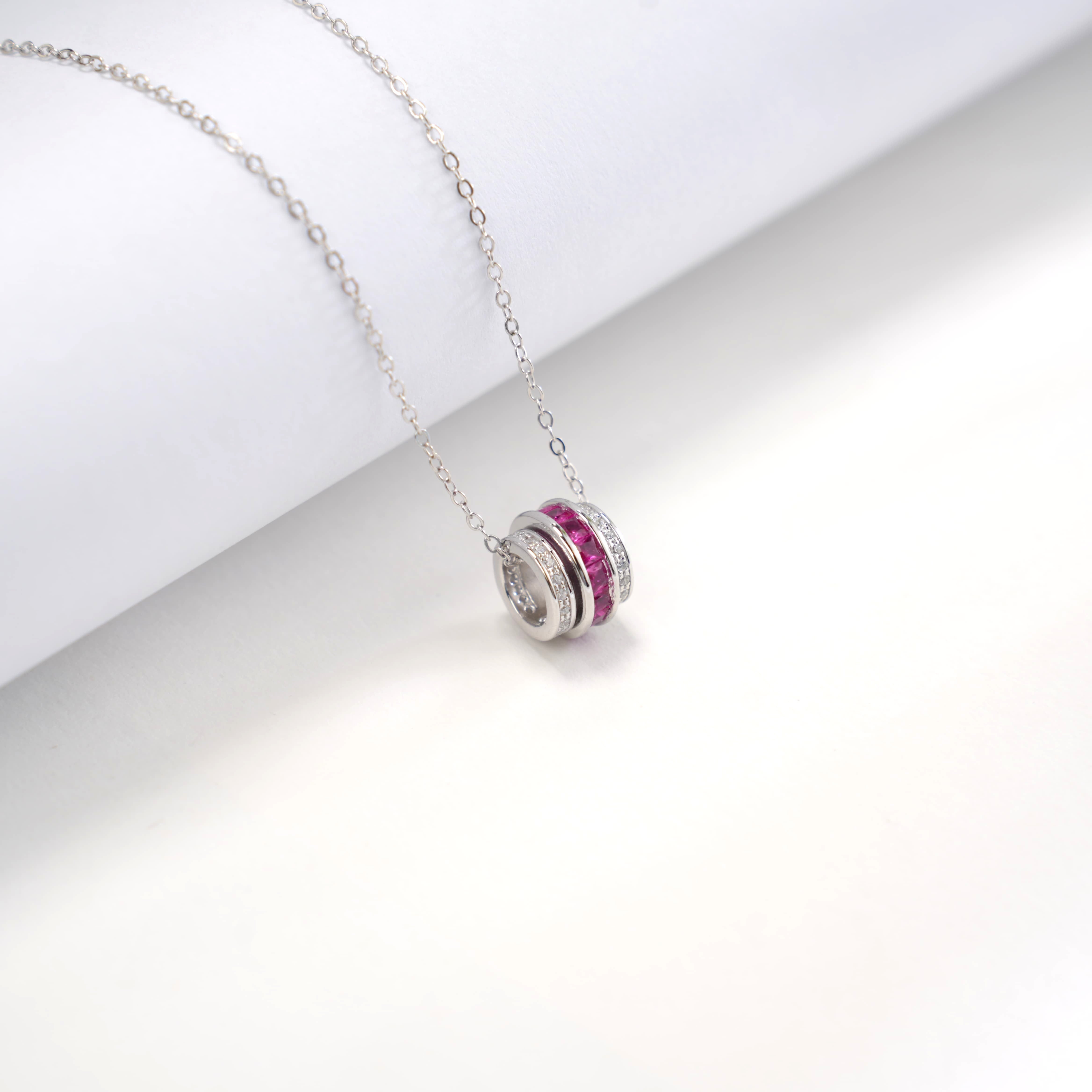 Lab-Grown Emerald - Emerald Bead Diamond-Hoop Round Charm Pendant