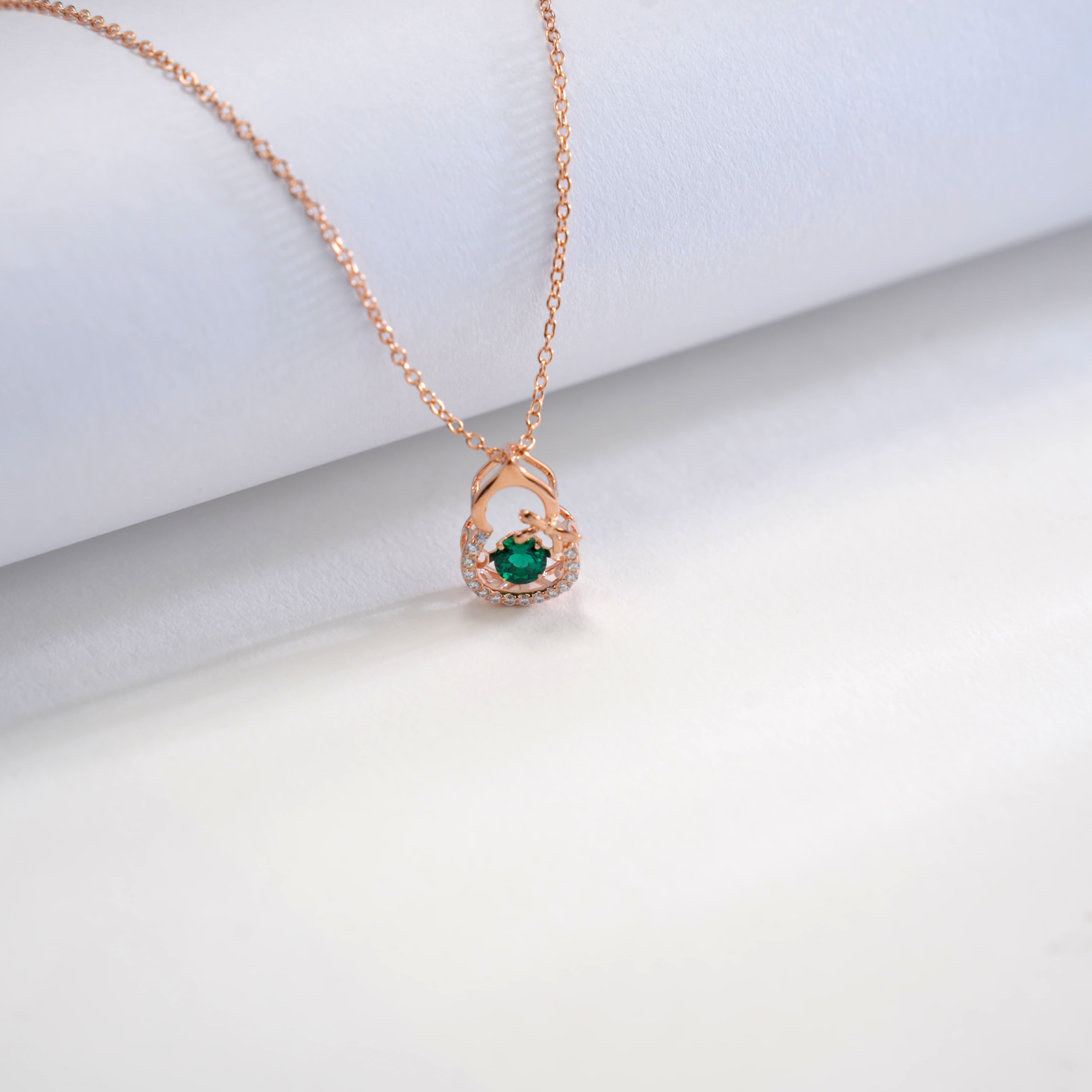 Lab-Grown Emerald - Emerald Gourd Diamond-Wrapped Dragonfly Pendant