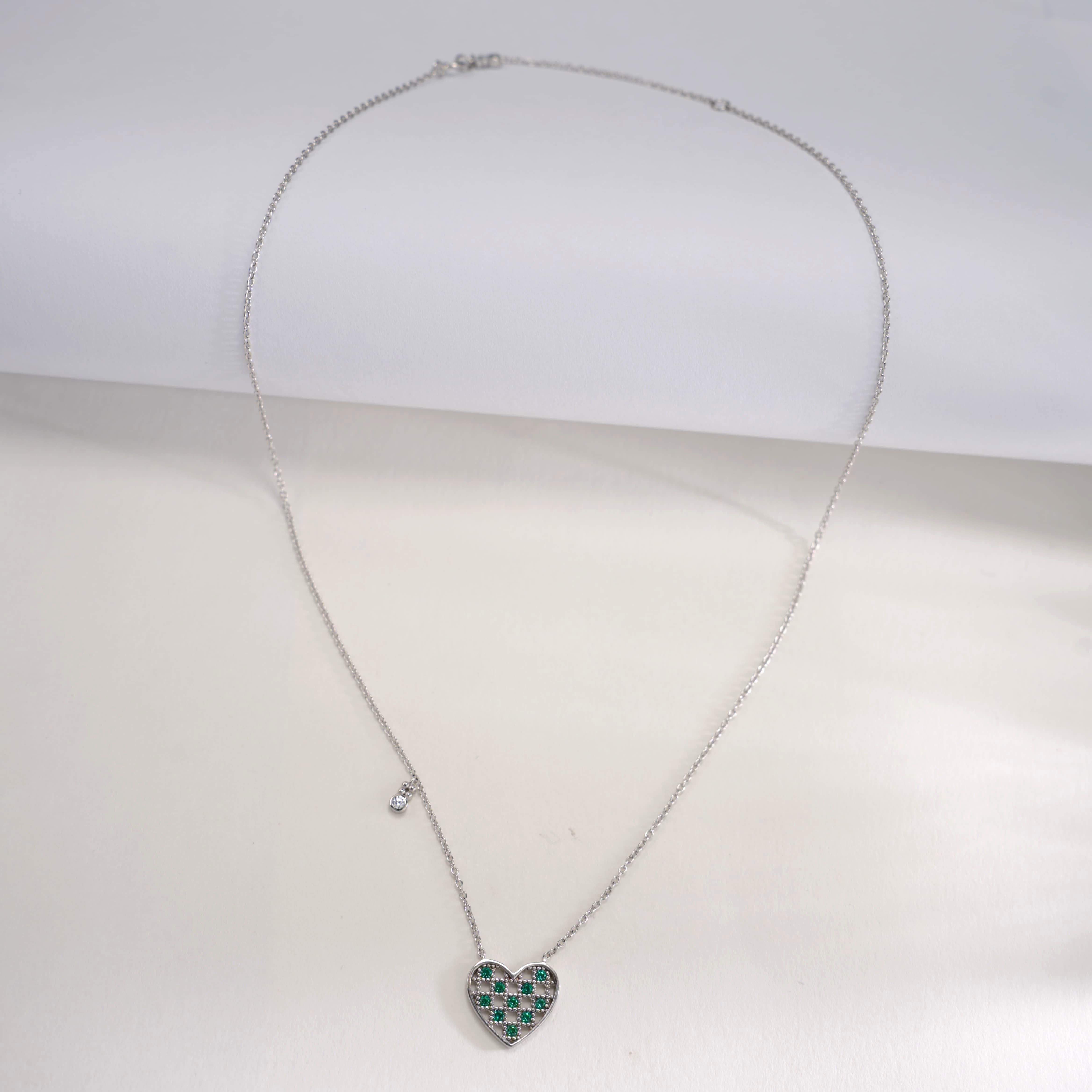 Lab-Grown Emerald - Emerald Heart Filigree Soft Charm Pendant