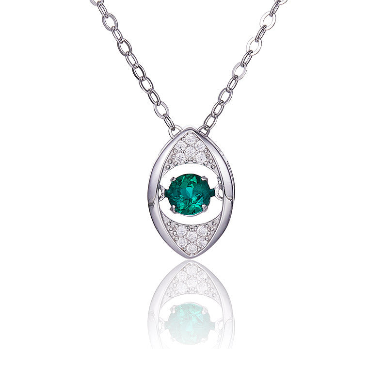 Lab-Grown Emerald - Emerald Eye Diamond-Feather Spirit Pupil Pendant