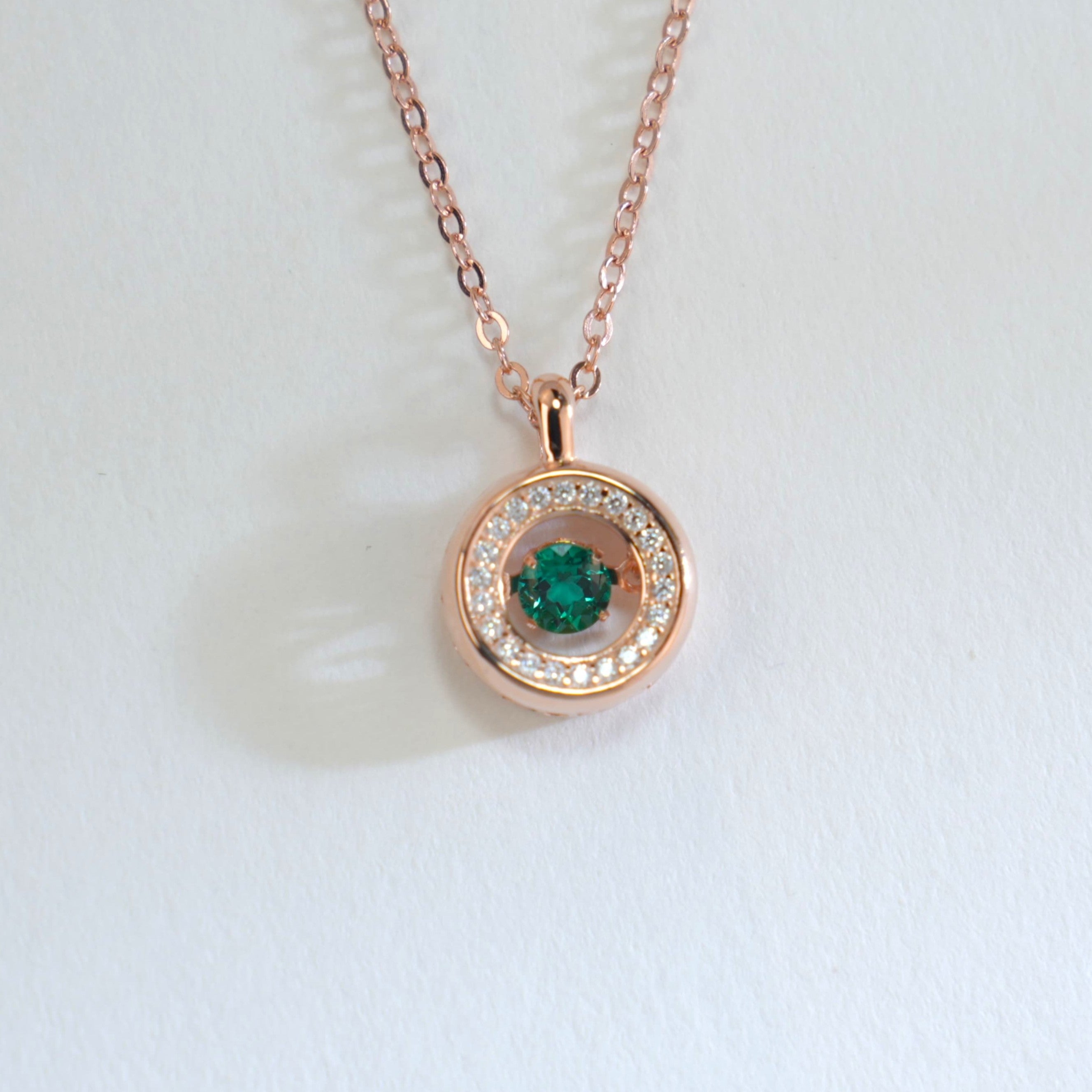 Lab-Grown Emerald - Emerald Hoop Diamond-Wrapped Circular Glow Pendant