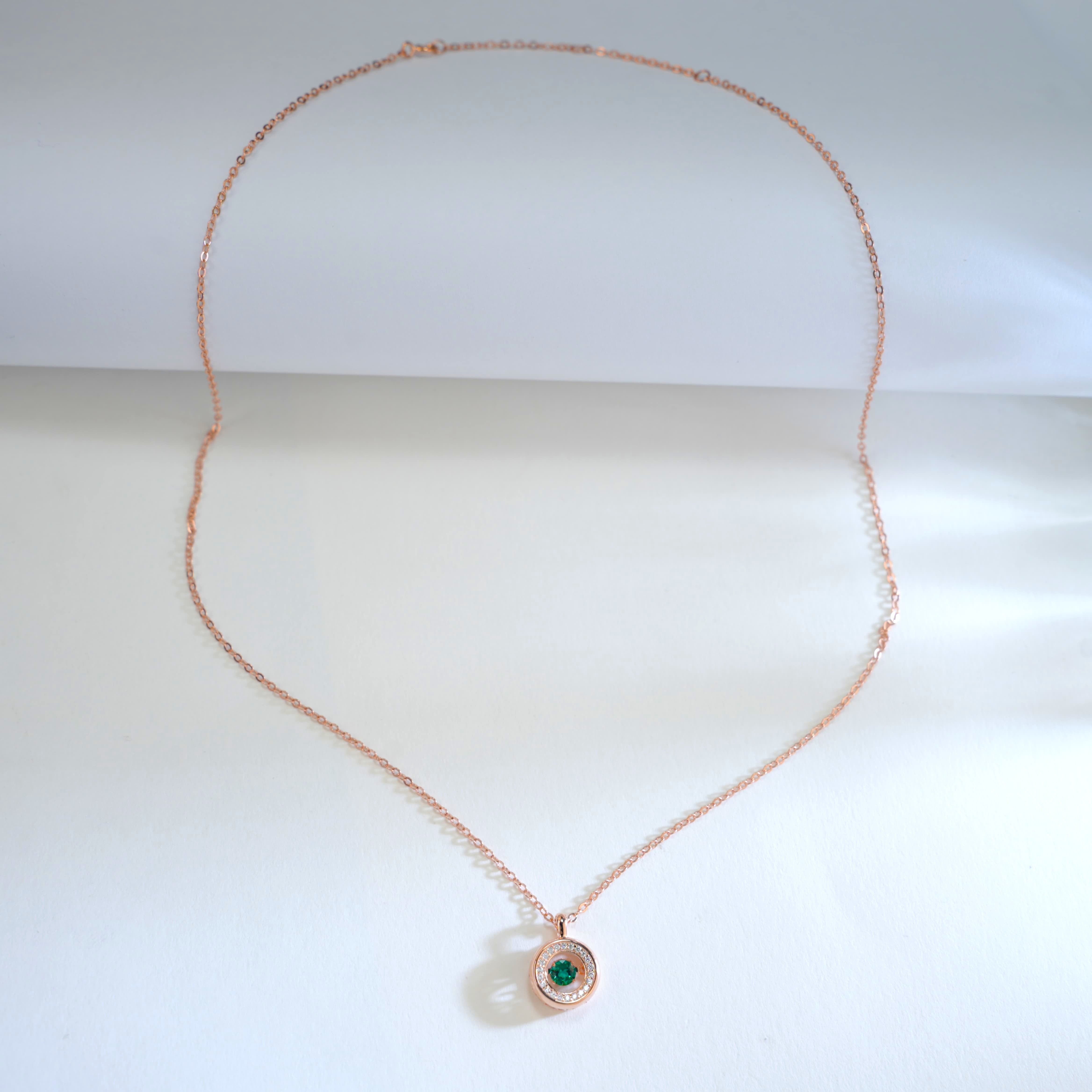 Lab-Grown Emerald - Emerald Hoop Diamond-Wrapped Circular Glow Pendant