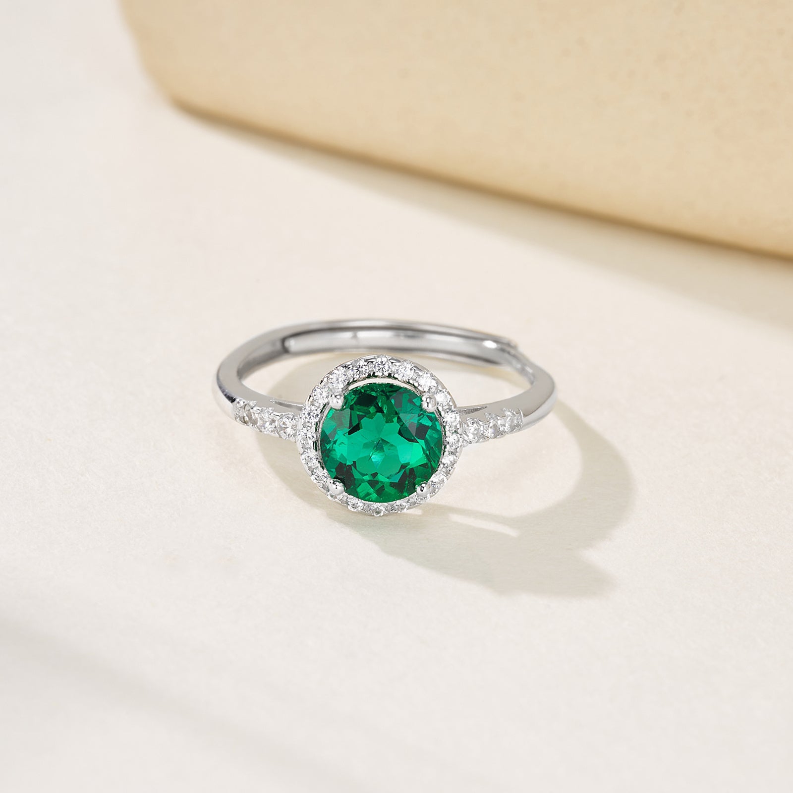 Lab-Grown Emerald - Round Emerald Diamond-Encircled Star Halo Ring