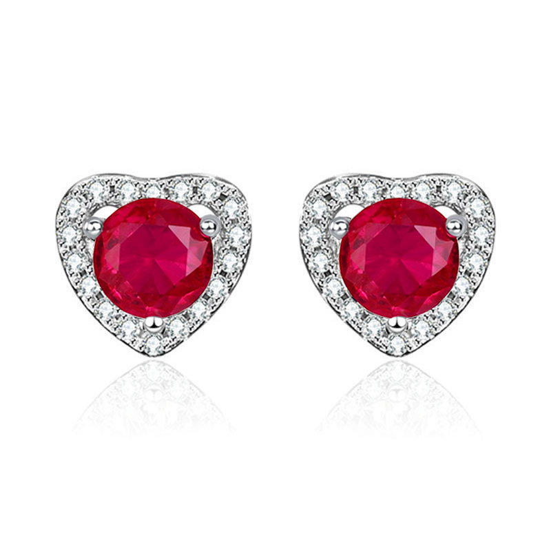 Lab-Grown Sapphire - Indigo Round Diamond Heart Starburst Studs