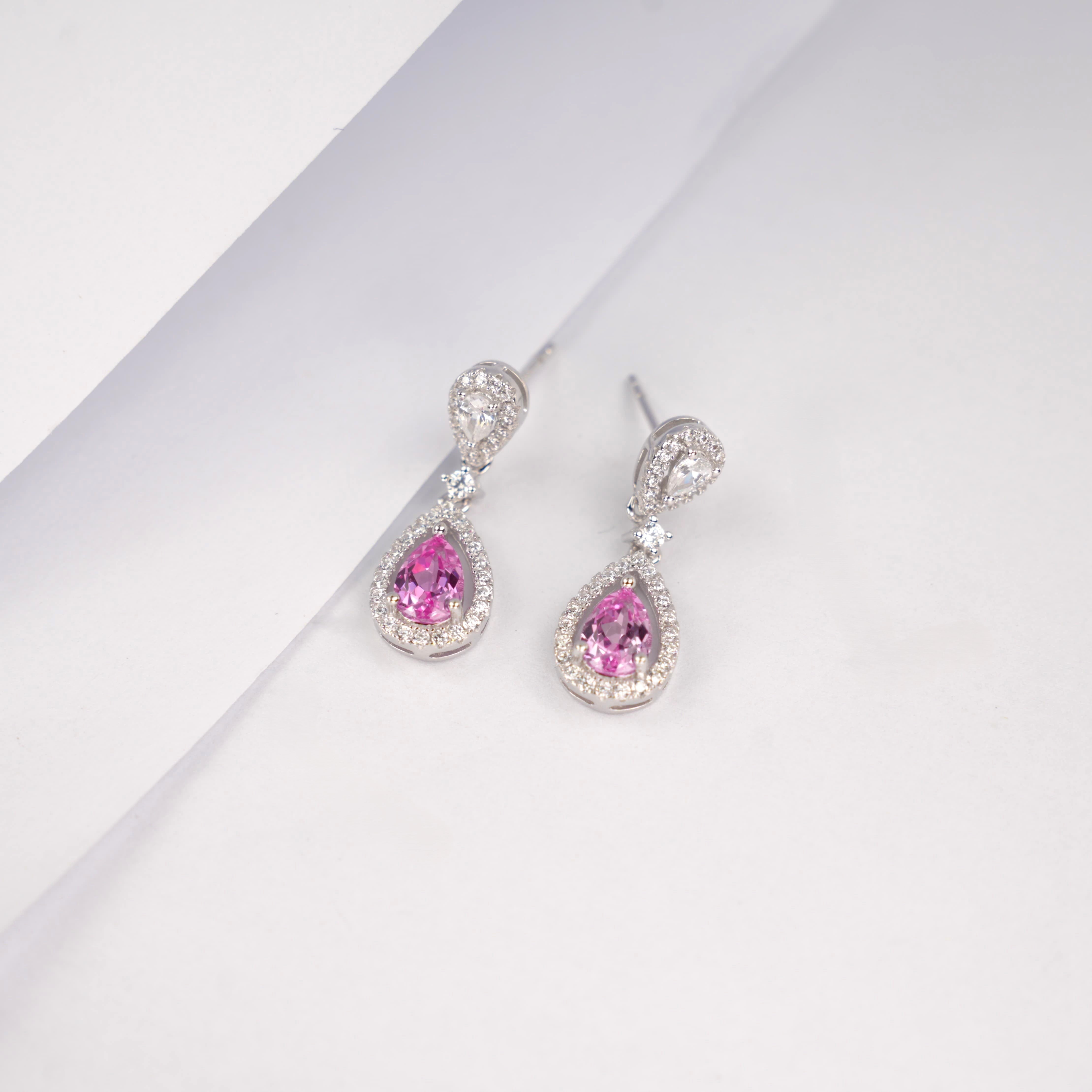 Lab-Grown Emerald - Dewy Emerald Diamond Halo Double Drop Earrings