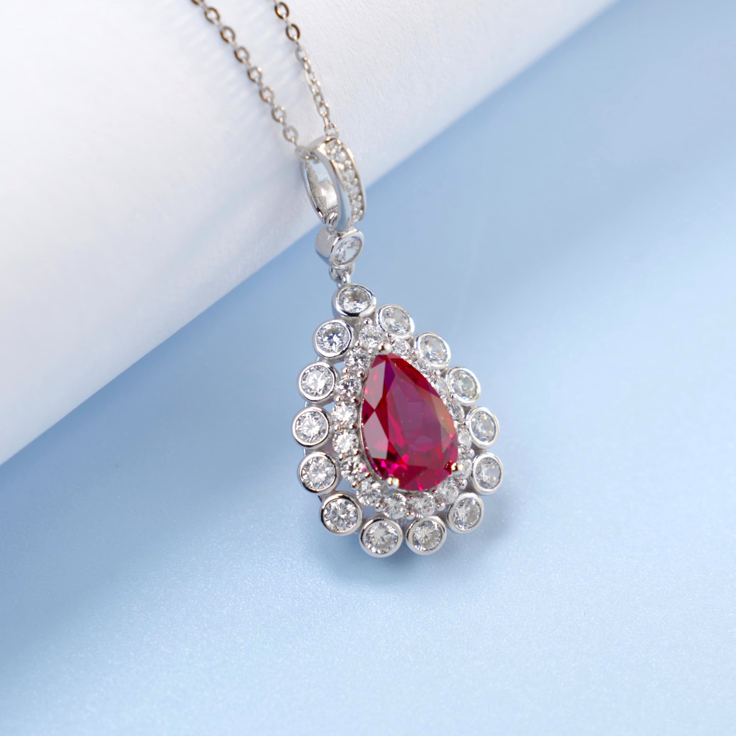 Lab-Grown Emerald - Dewy Emerald Diamond Halo Floral Crown Pendant