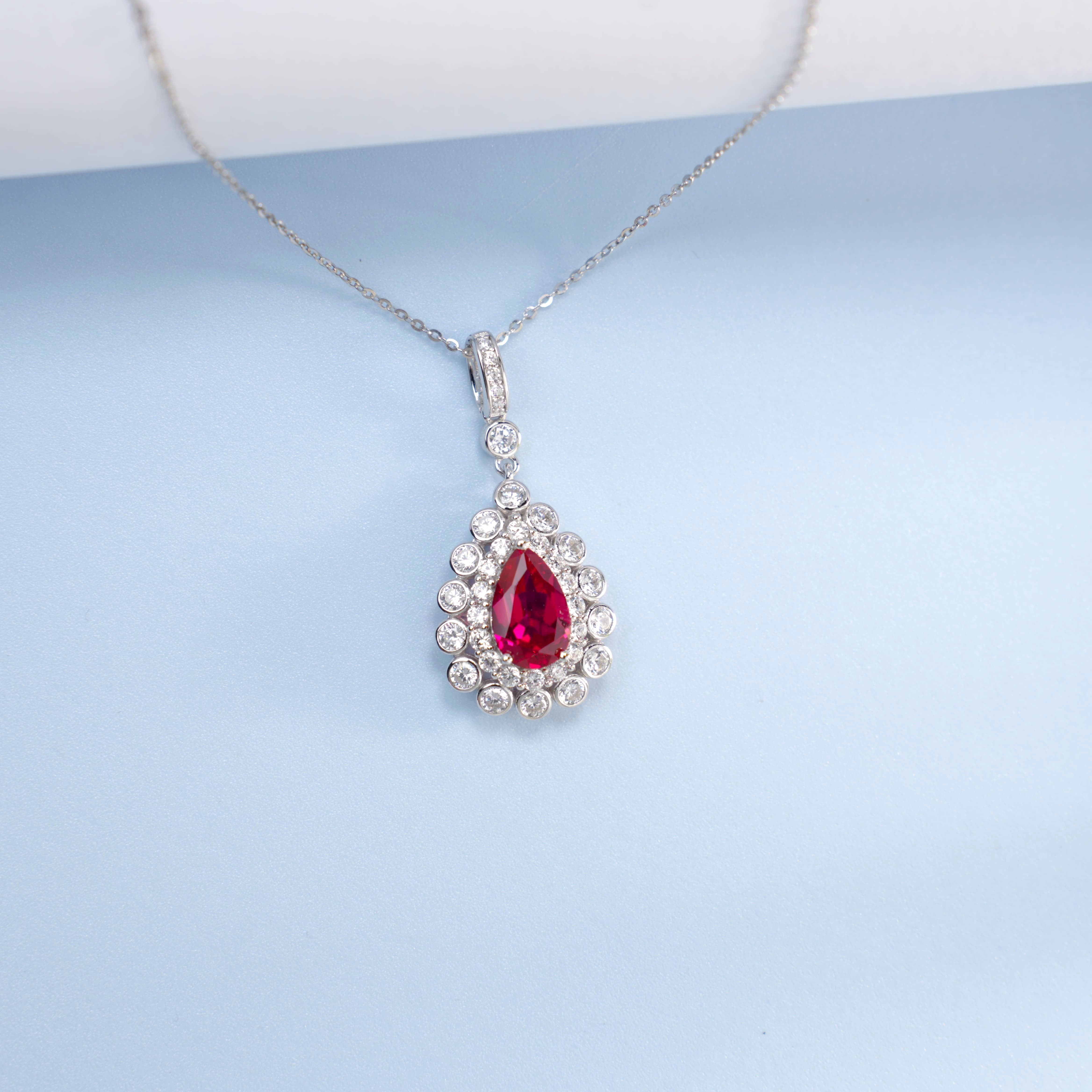 Lab-Grown Emerald - Dewy Emerald Diamond Halo Floral Crown Pendant