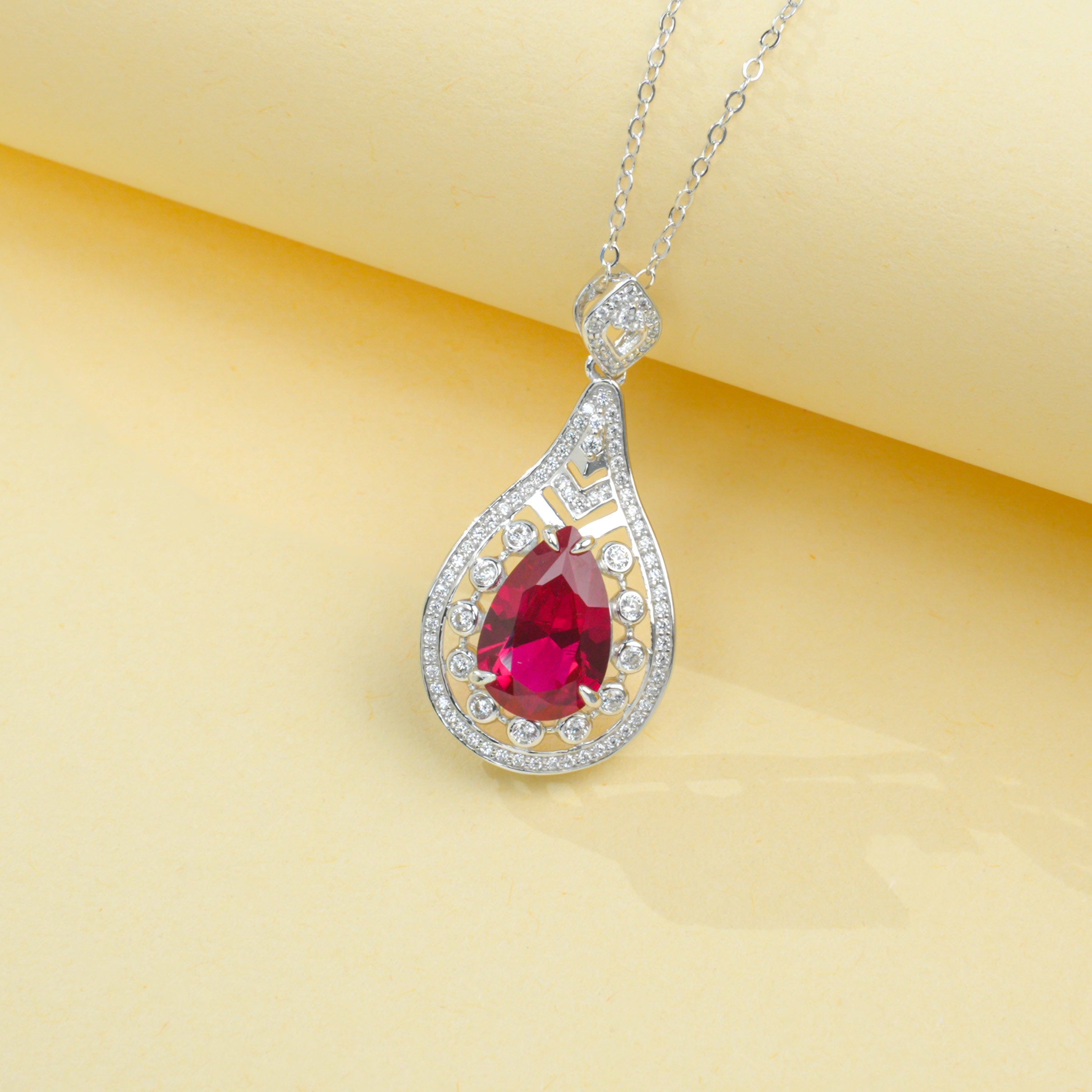 Lab-Grown Emerald - Dewy Emerald Diamond Heart Feather Charm Pendant