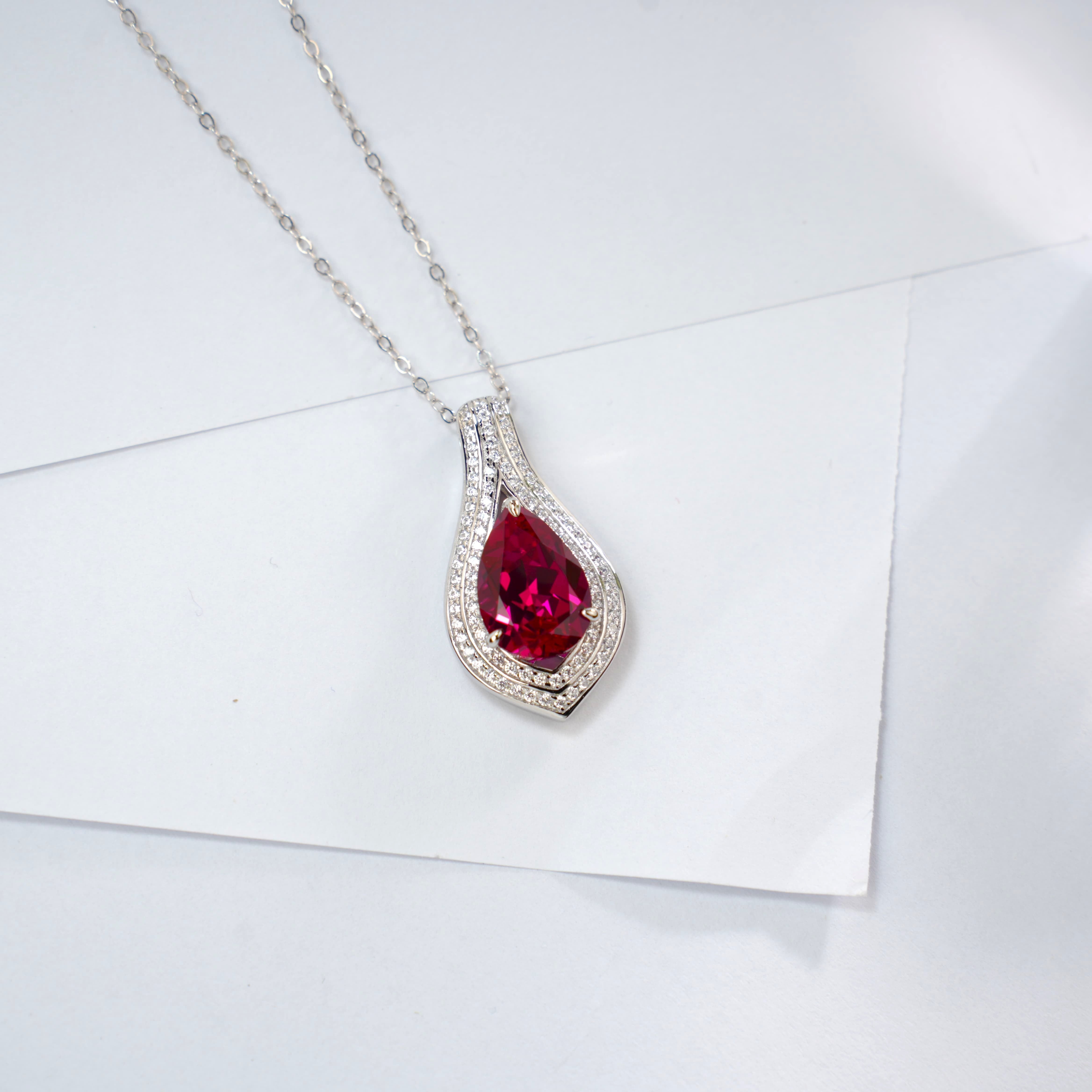 Lab-Grown Emerald - Dewy Emerald Diamond Double Halo Elegant Charm Pendant