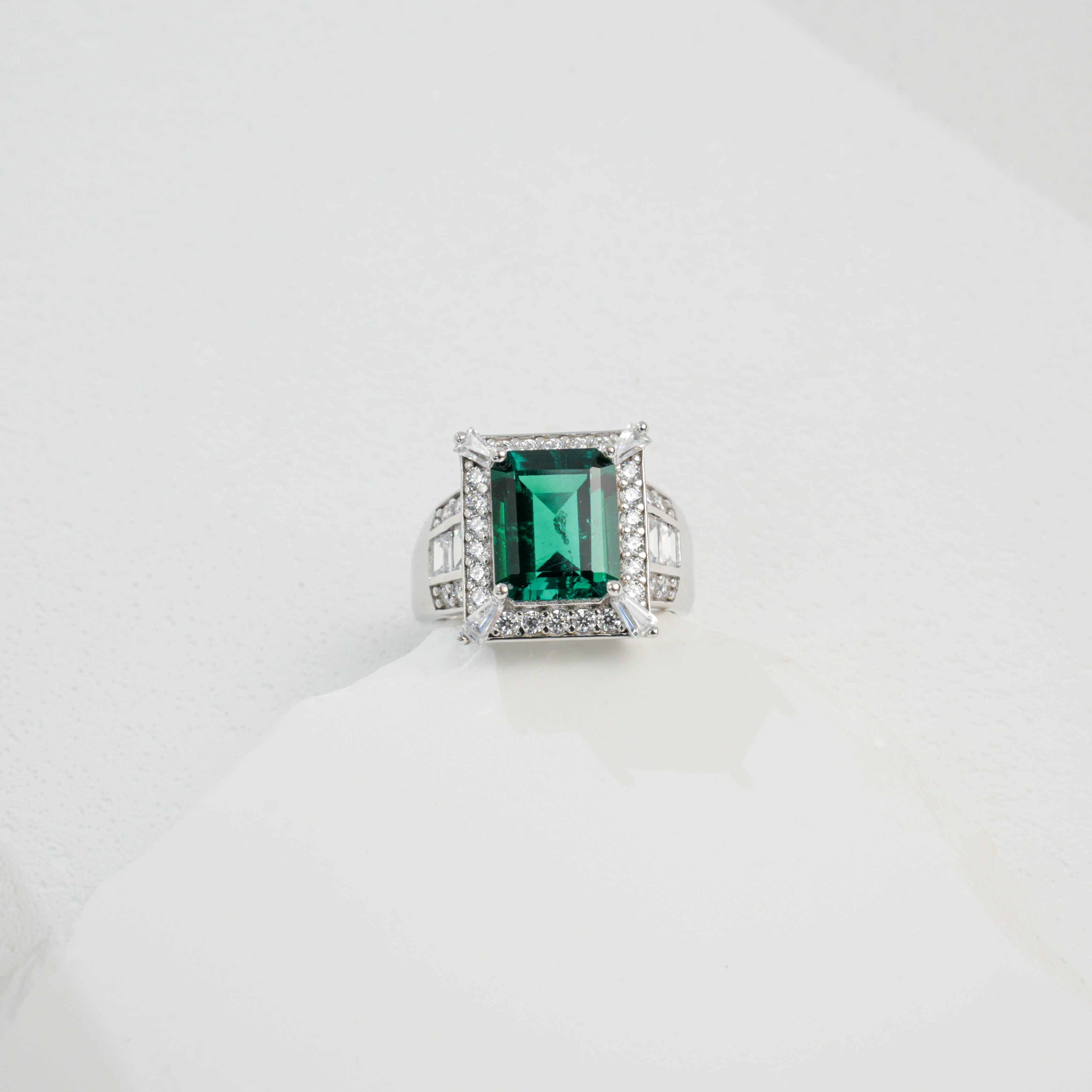 Lab-Grown Emerald - Square Emerald Diamond Radiant Luxury Ring