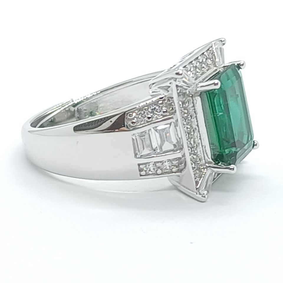 Lab-Grown Emerald - Square Emerald Diamond Radiant Luxury Ring