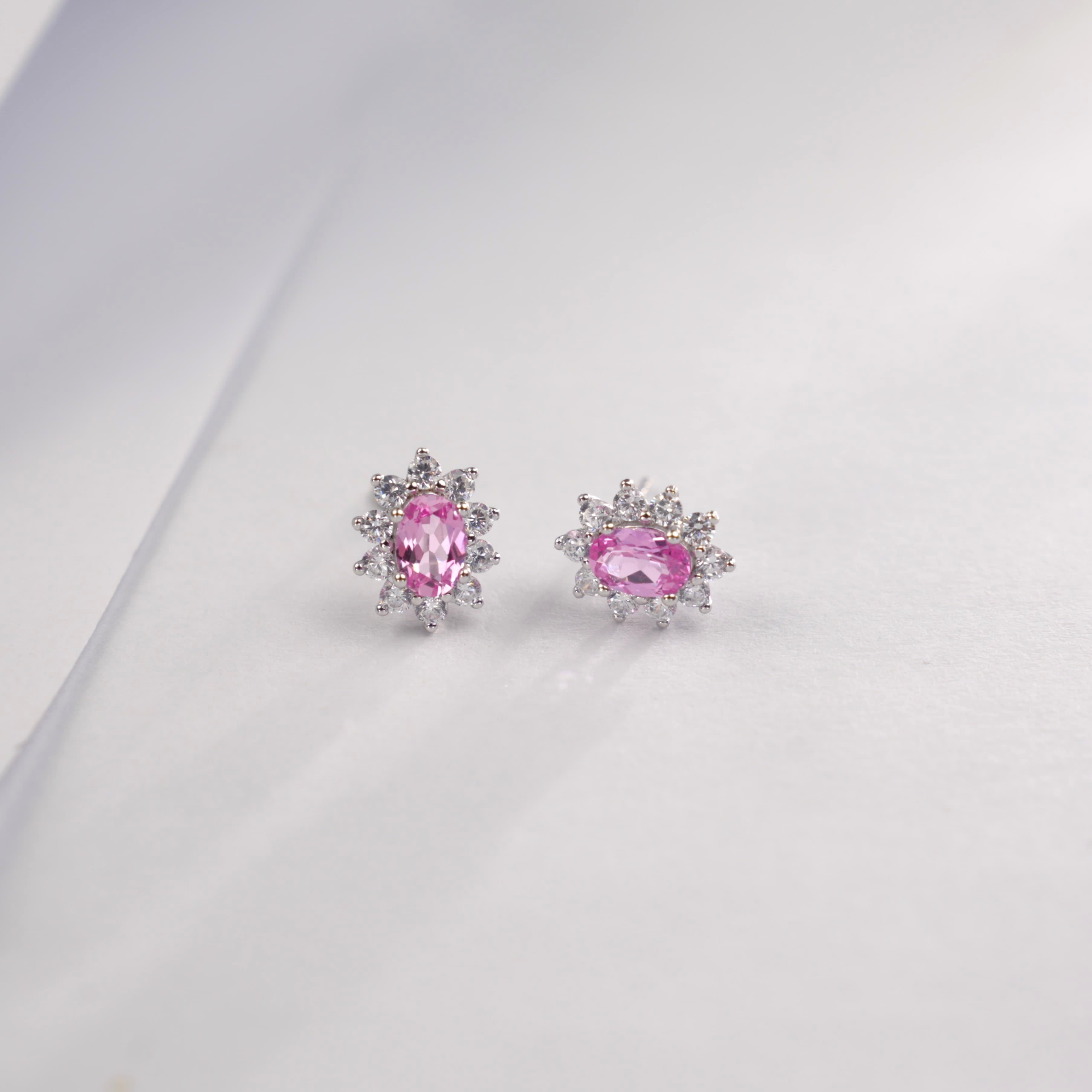 Lab-Grown Emerald - Oval Emerald Diamond Star Cluster Stud Earrings