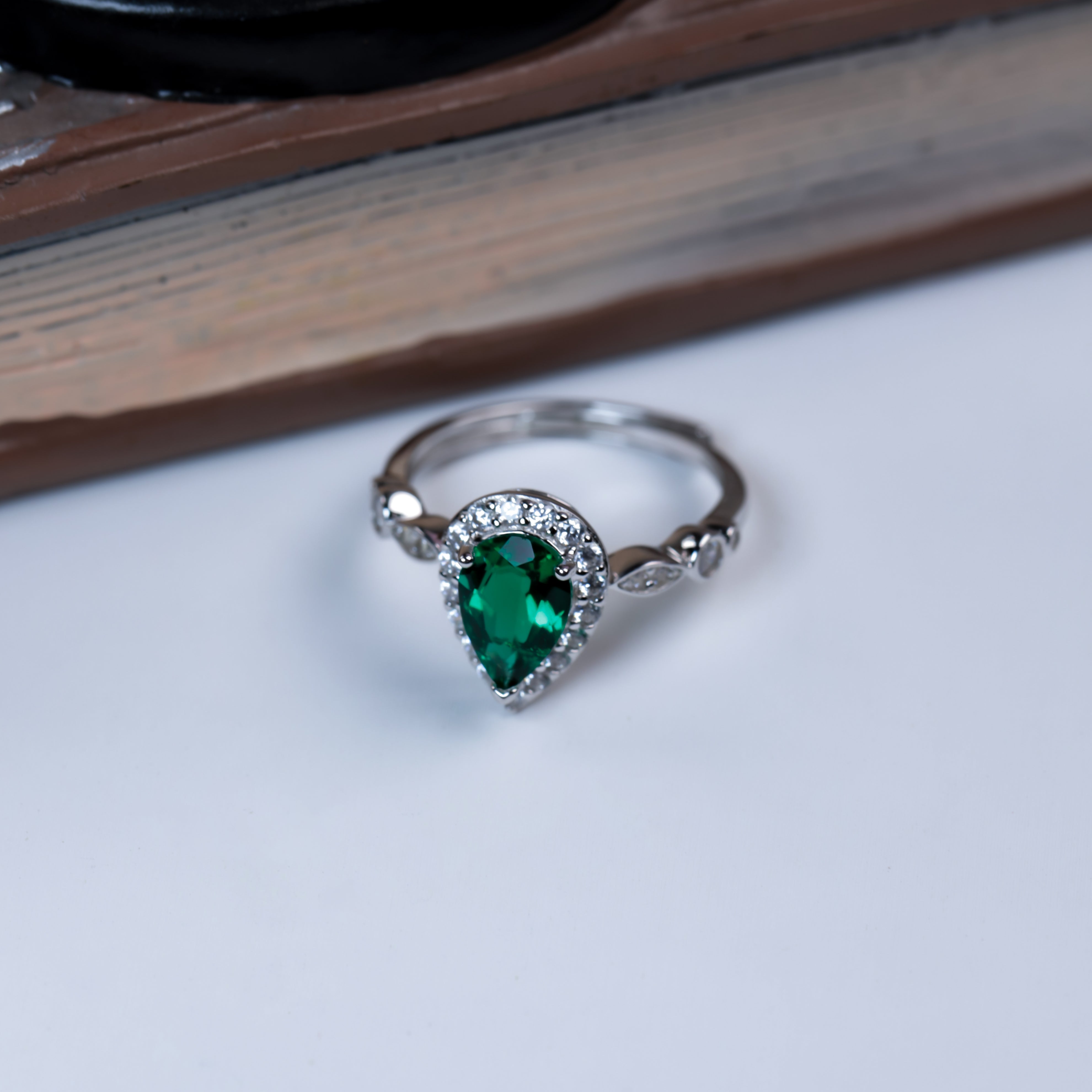 Lab-Grown Emerald - Dewy Emerald Diamond Halo Soft Charm Ring
