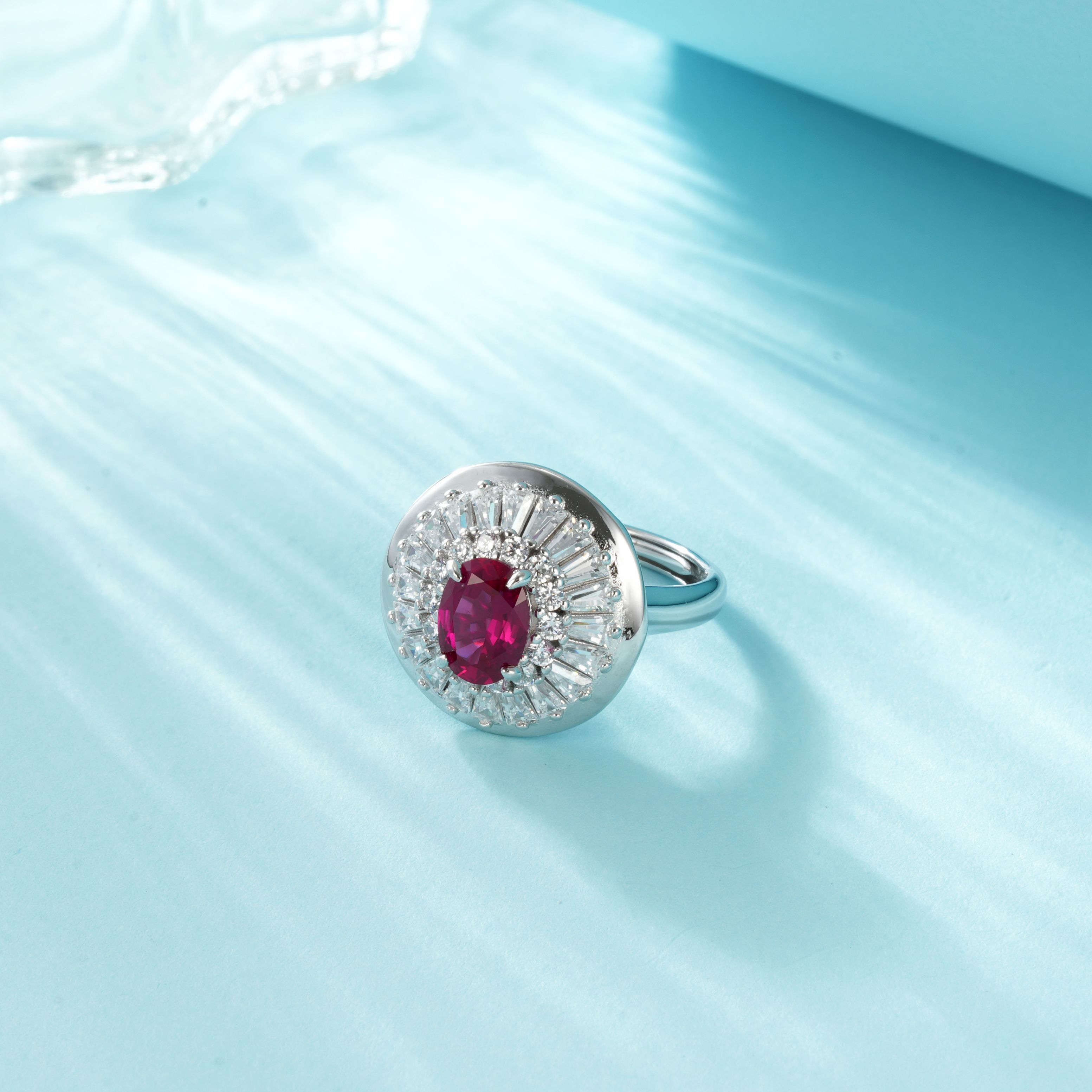 Lab-Grown Emerald - Oval Emerald Diamond Starburst Ring