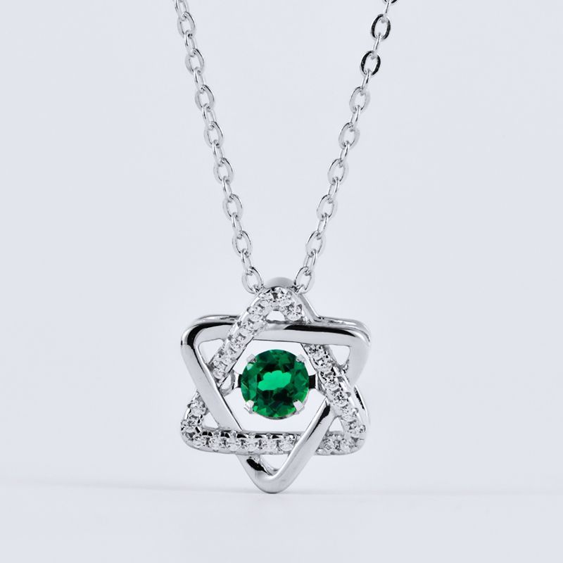 Guardian Star | Hexagonal Pave Zirconia Lab-Created Emerald Pendant